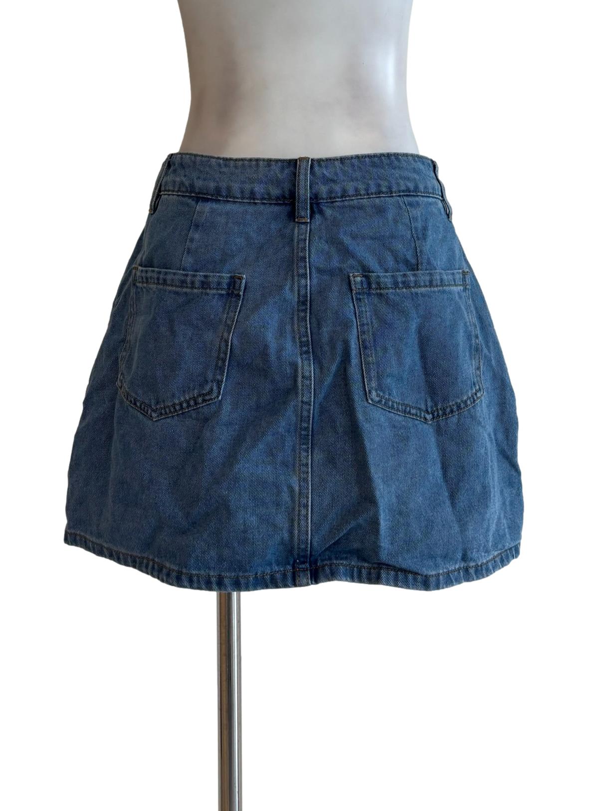 Denim Mini Cargo Skirt