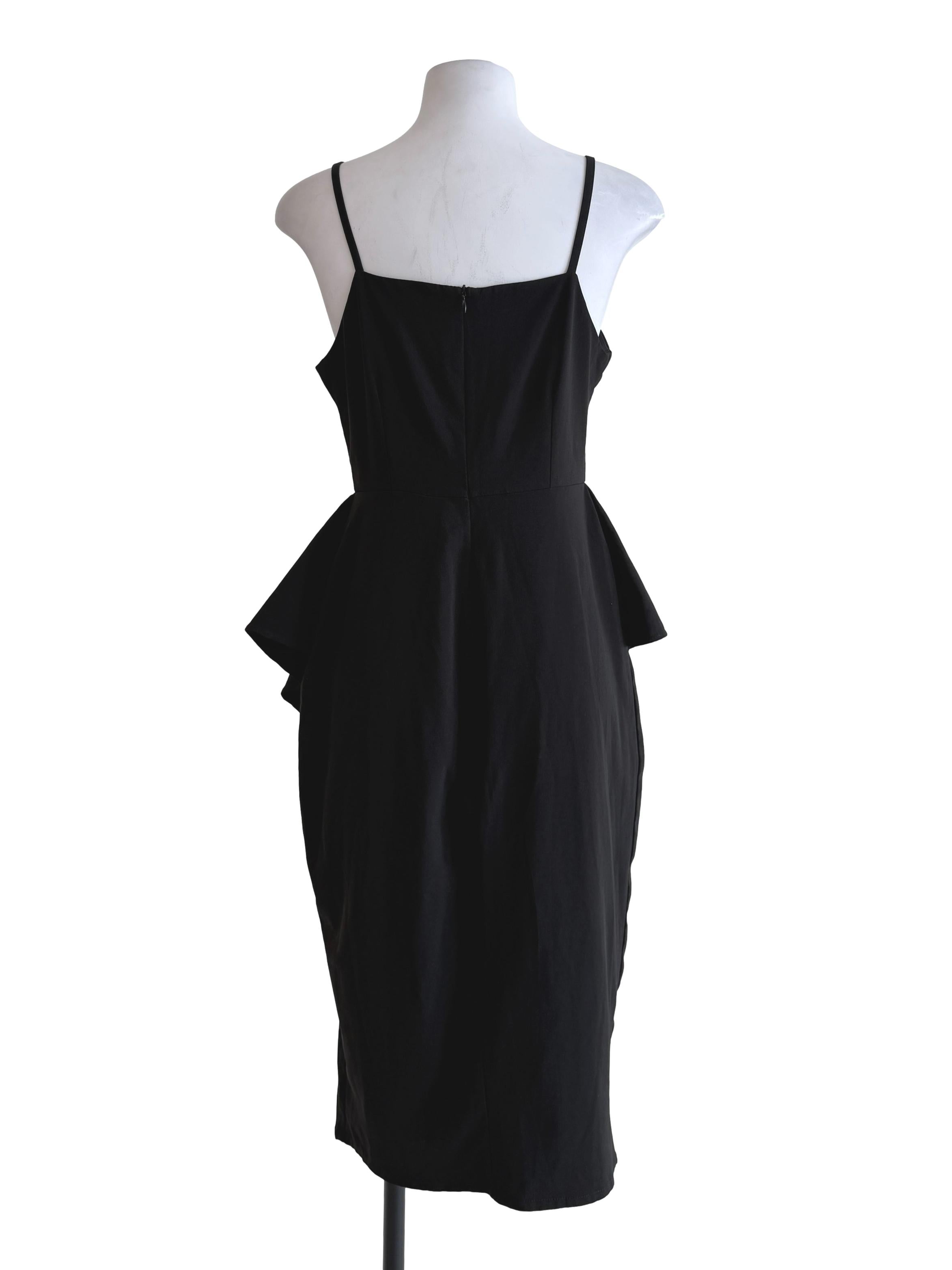 Black Asymmetric Peplum Dress