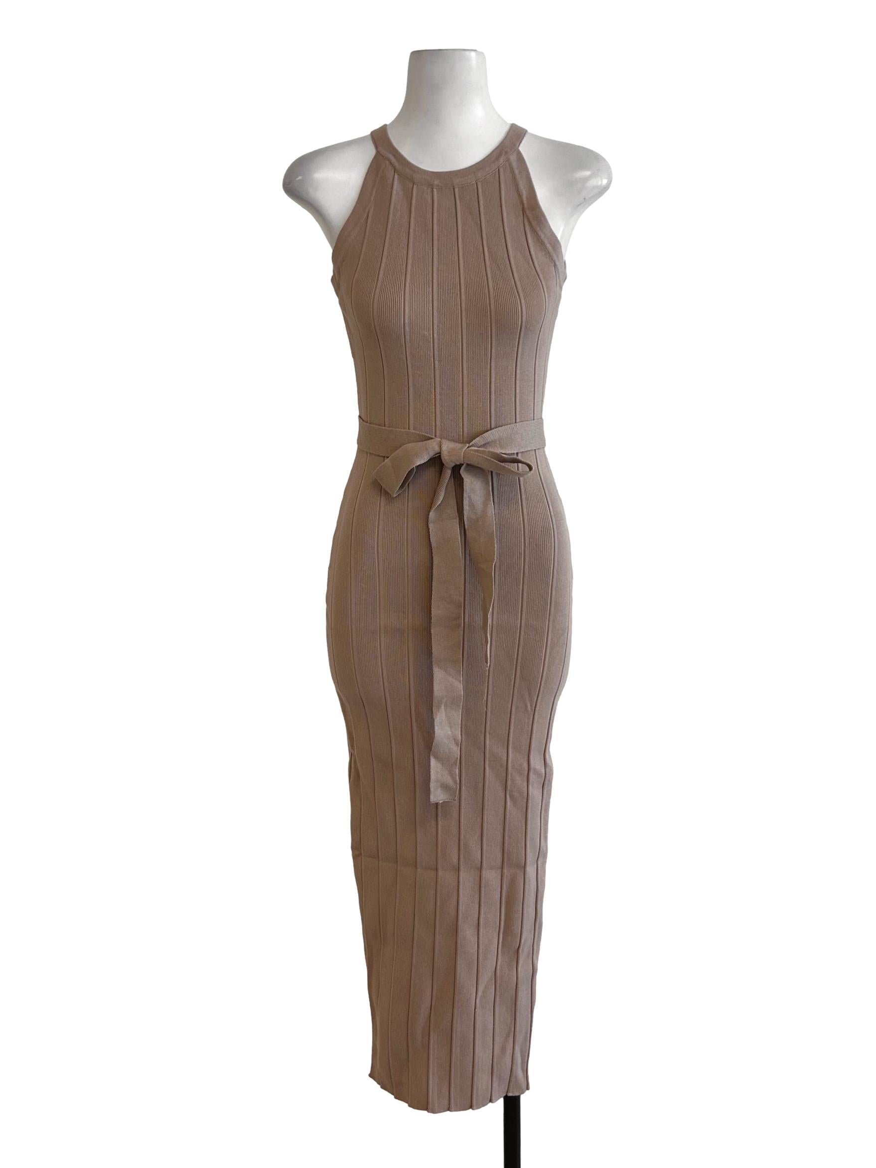 Latte Halter Bodycon Dress