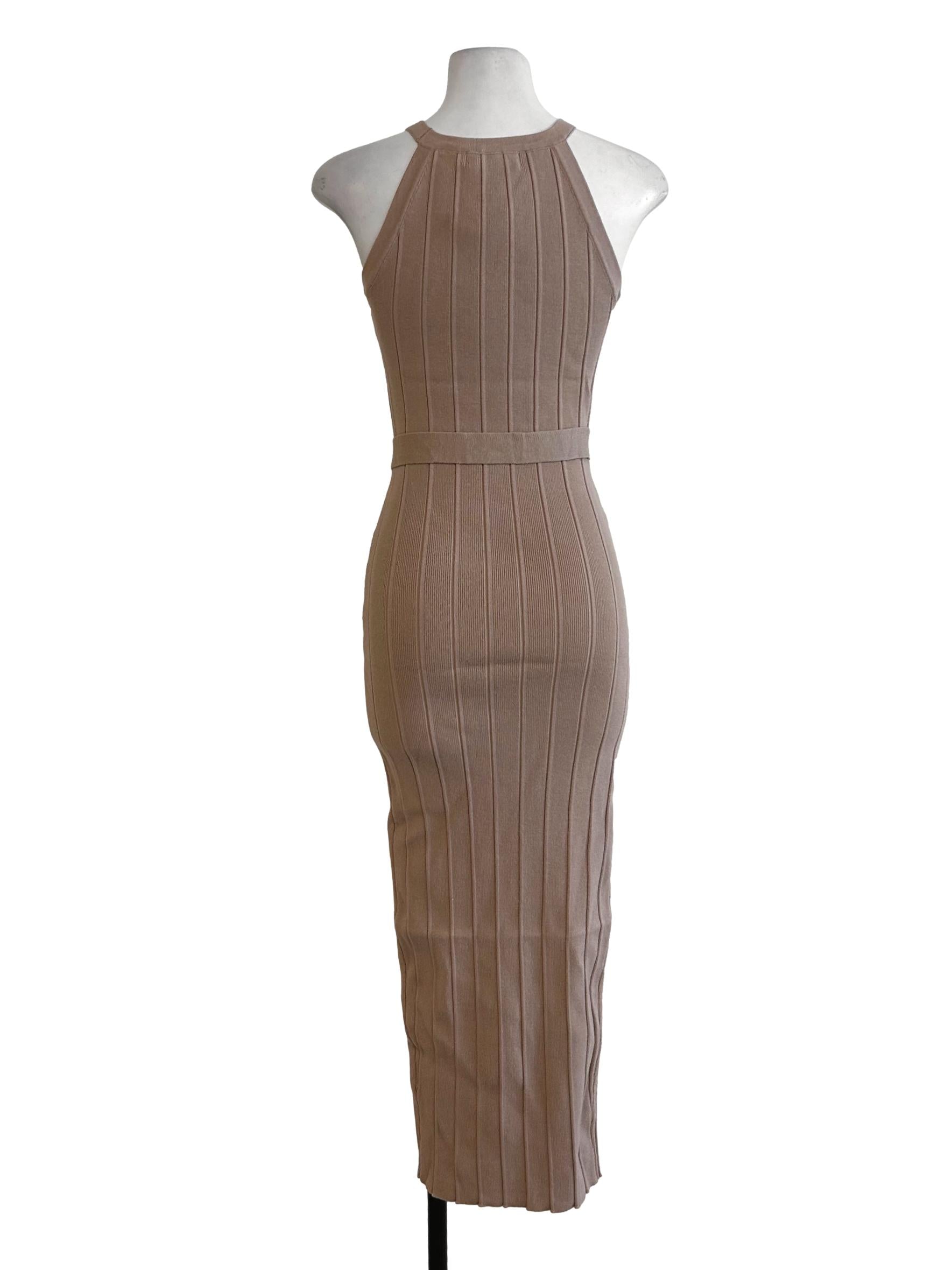 Latte Halter Bodycon Dress