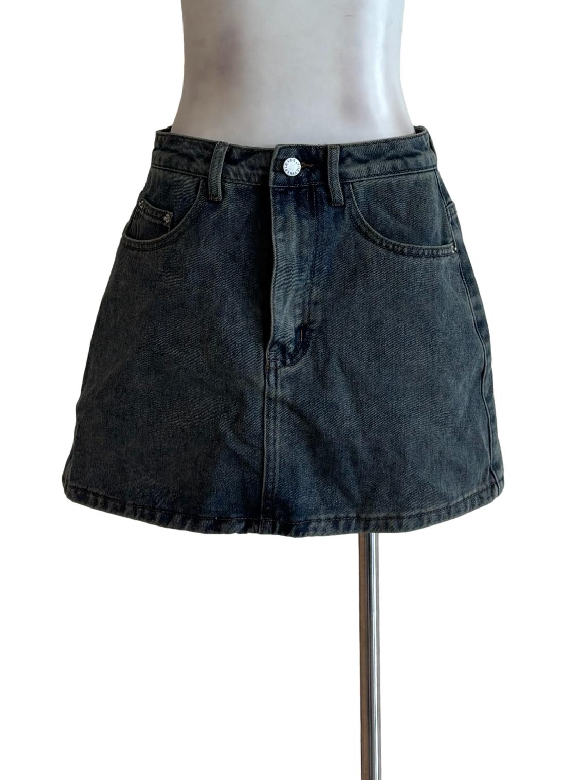 Washed Y2K Denim Mini Skirt