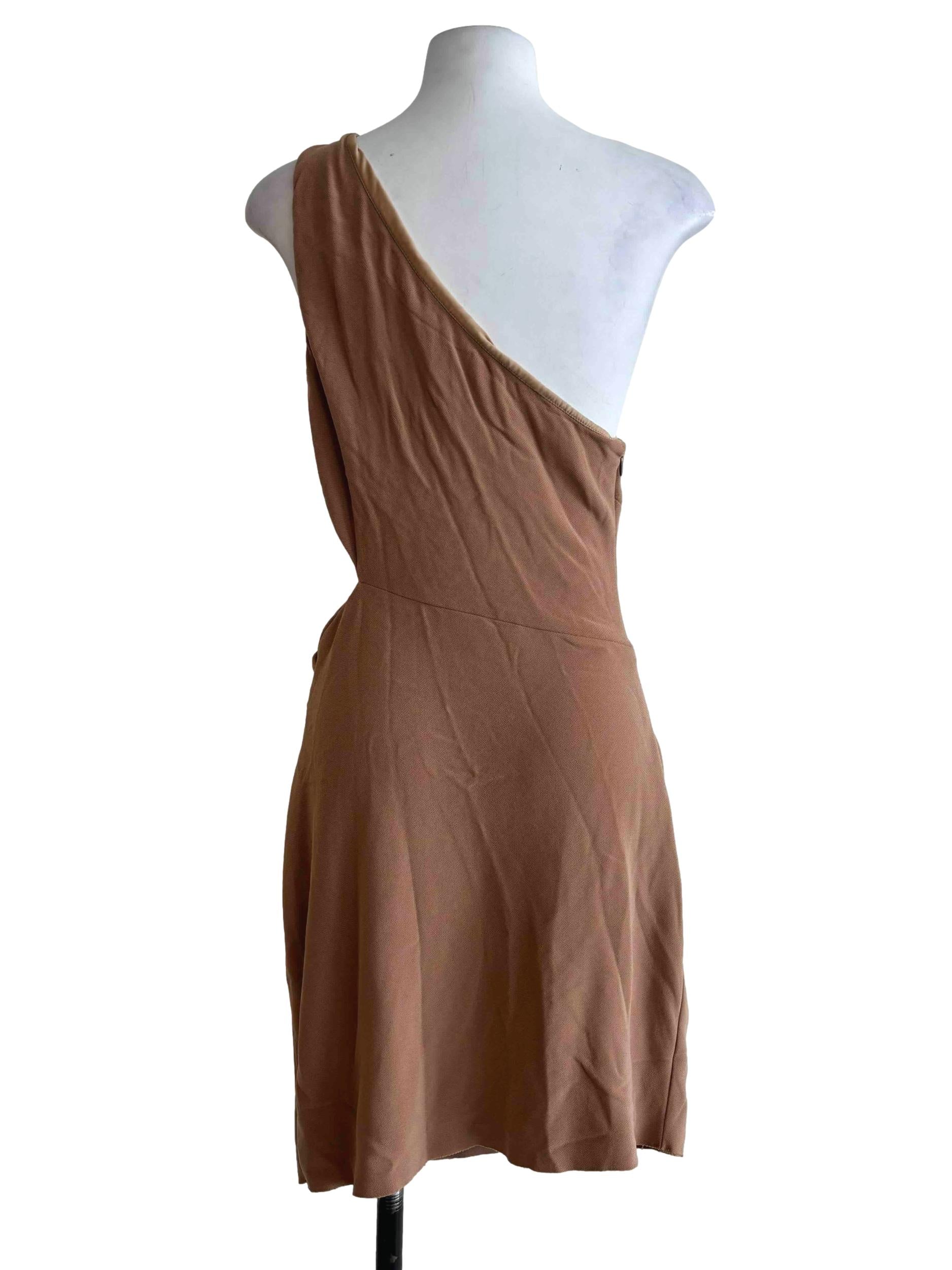 Buff Brown Asymmetrical Sheath Dress