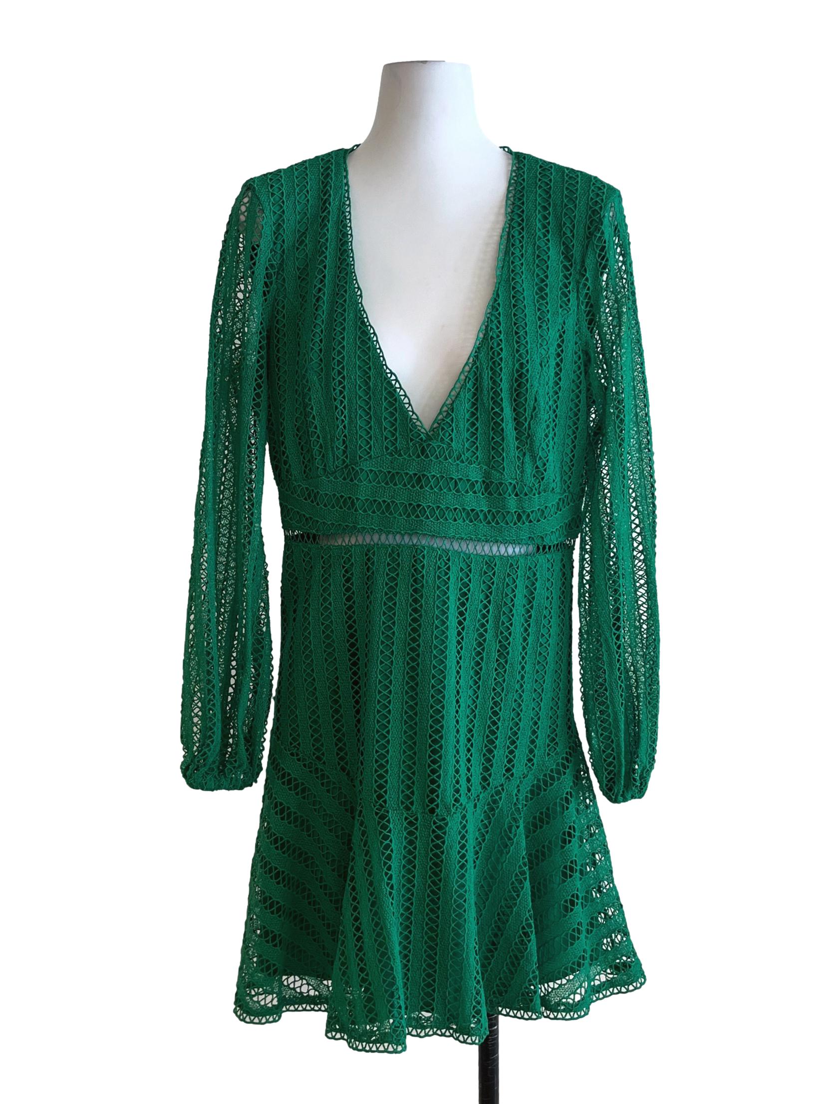 Fern Green V-Neckline Empire Dress
