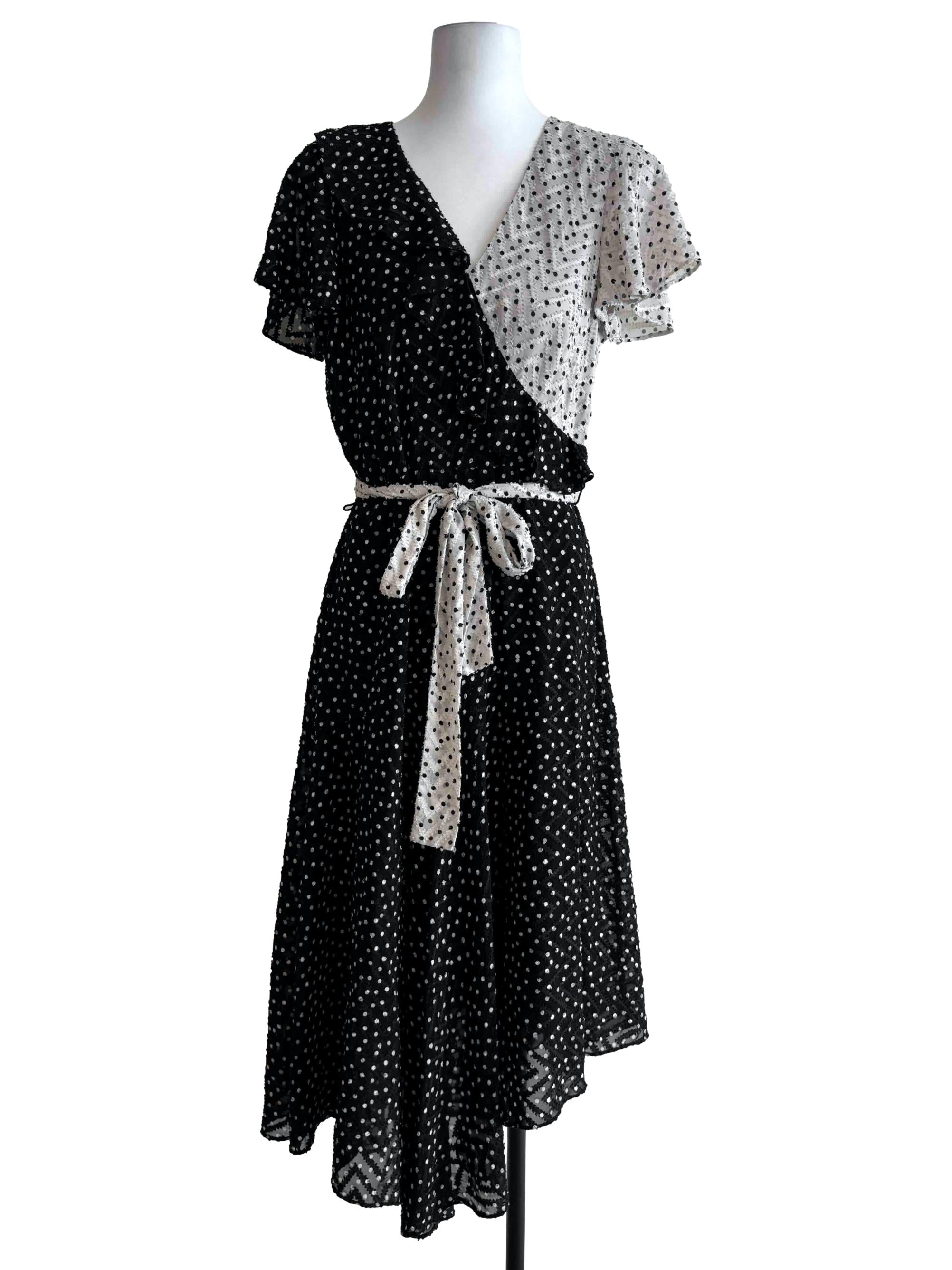 Black And White Polka Dot Flare Dress