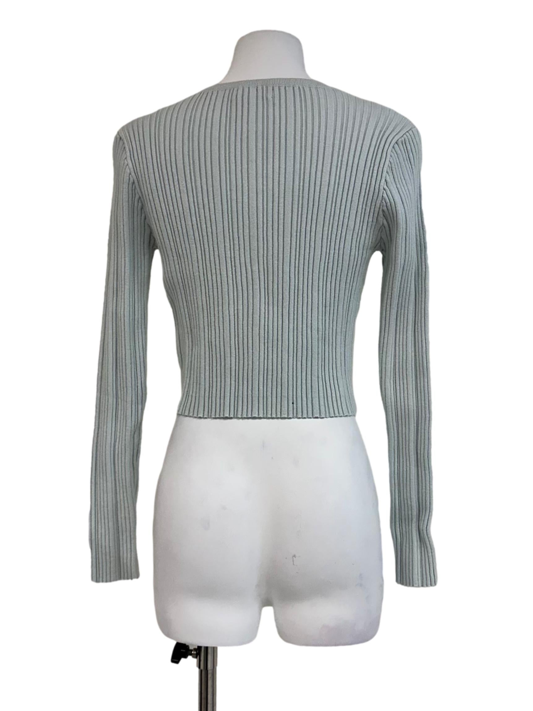 Soft Blue Rib Knit Cardigan