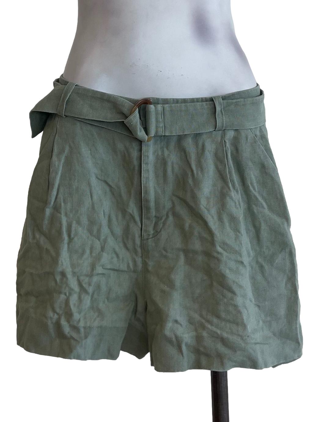 Dusty Green Buckled Shorts