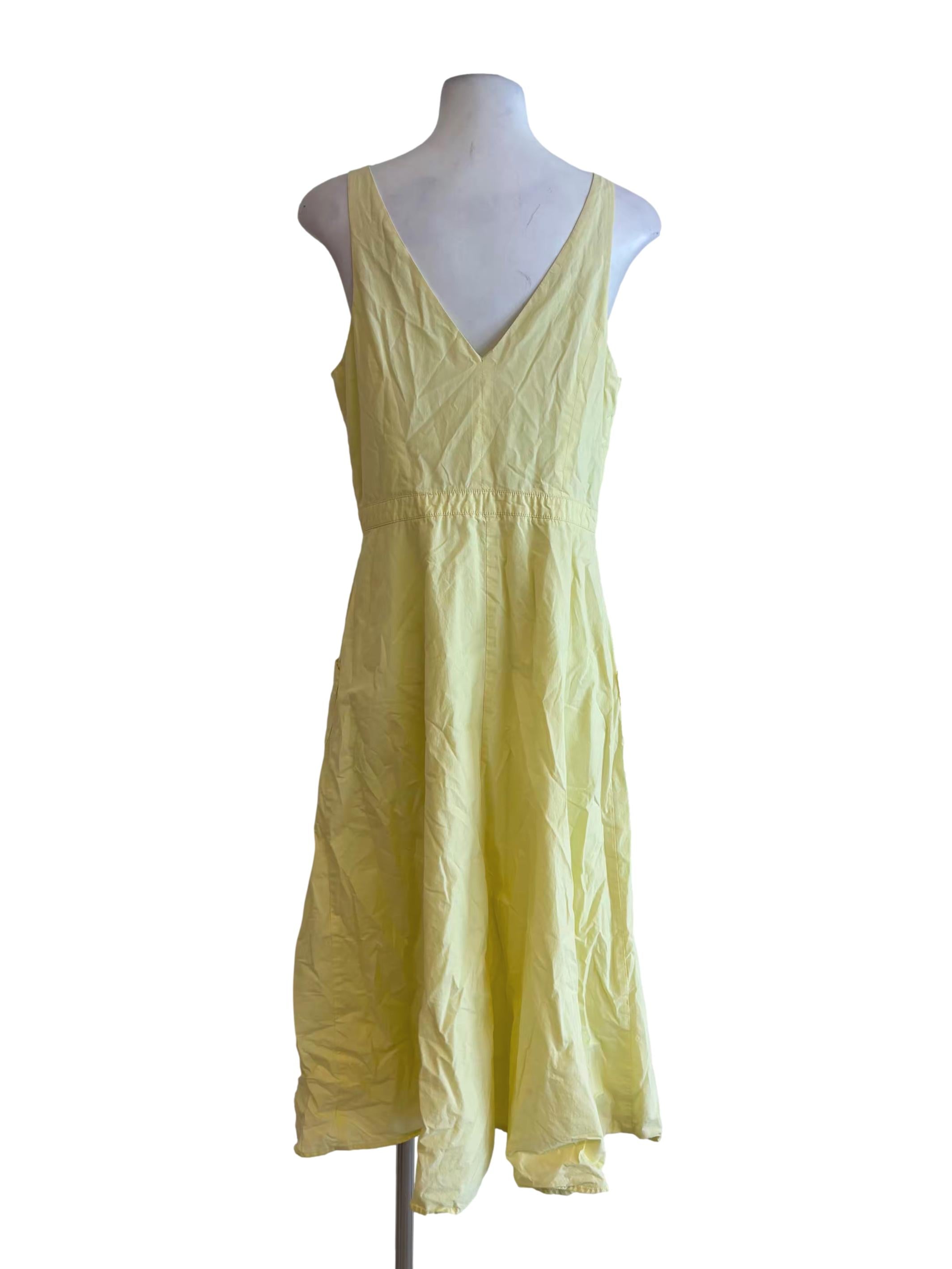 Butter Yellow Cotton Buttoned Dress