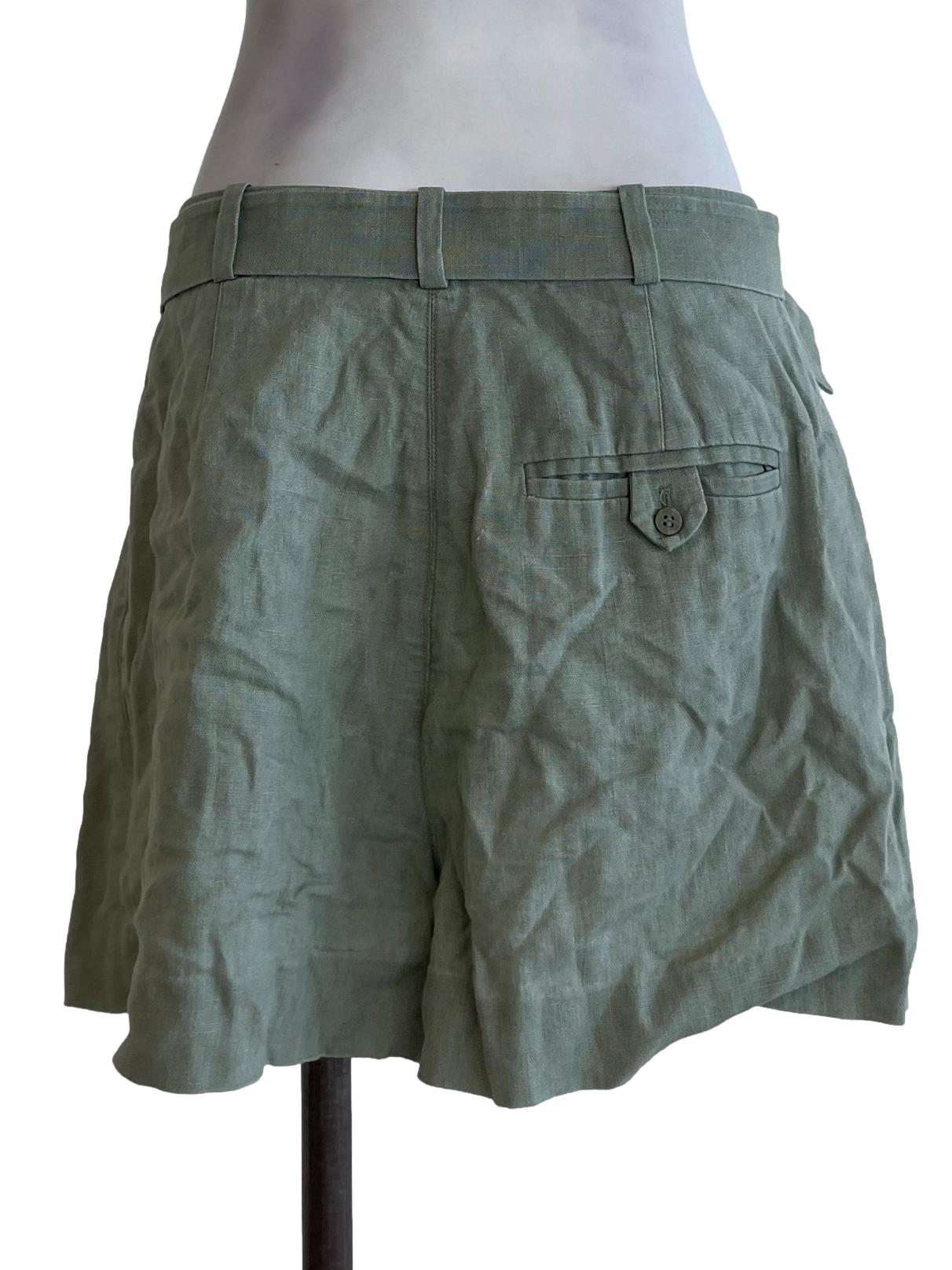 Dusty Green Buckled Shorts