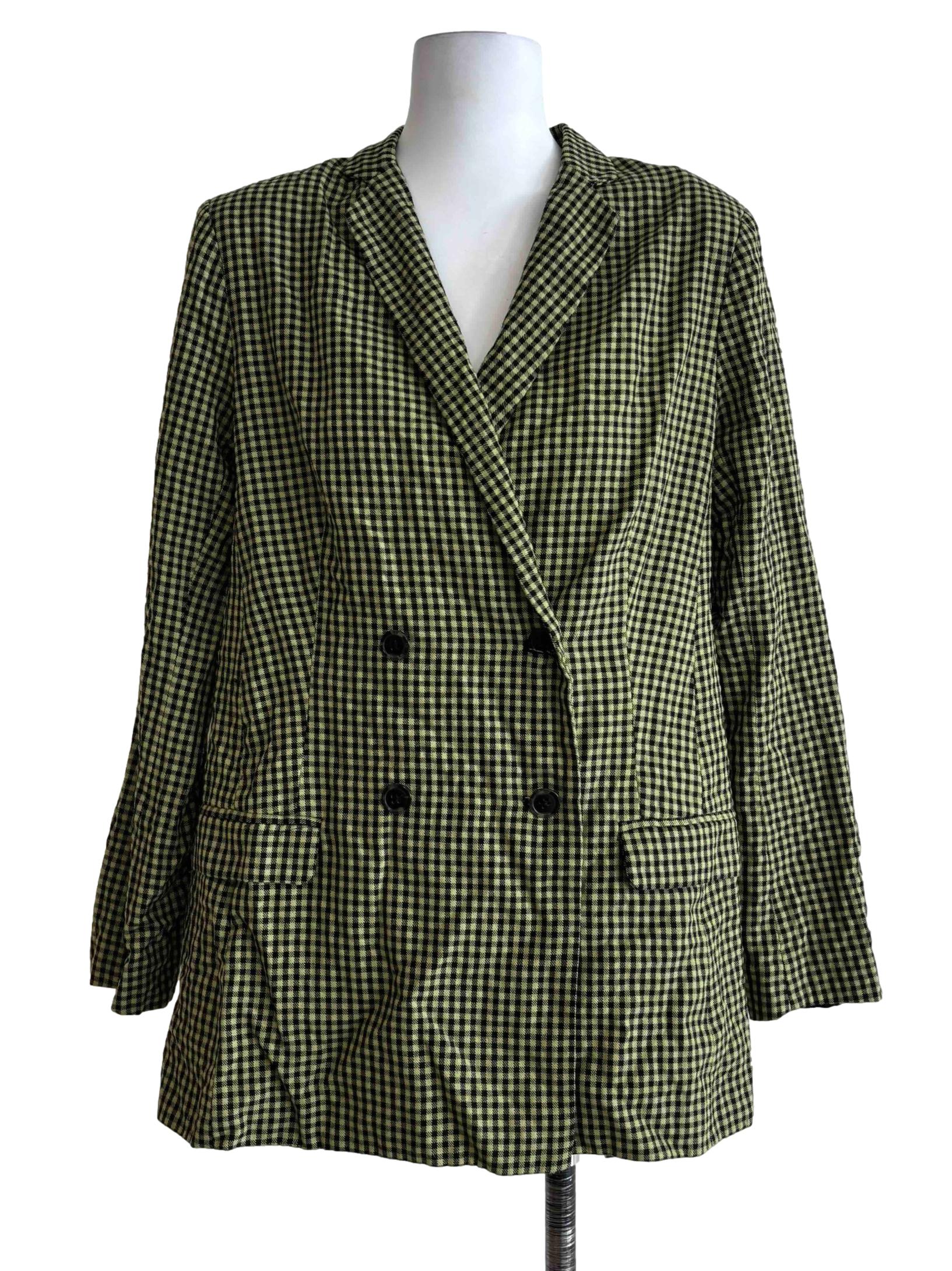Lime Green Checkered Blazer