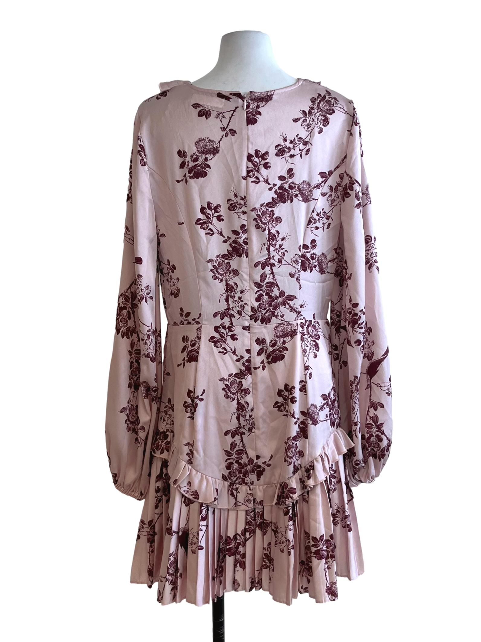 Flamingo Pink Floral Empire Dress