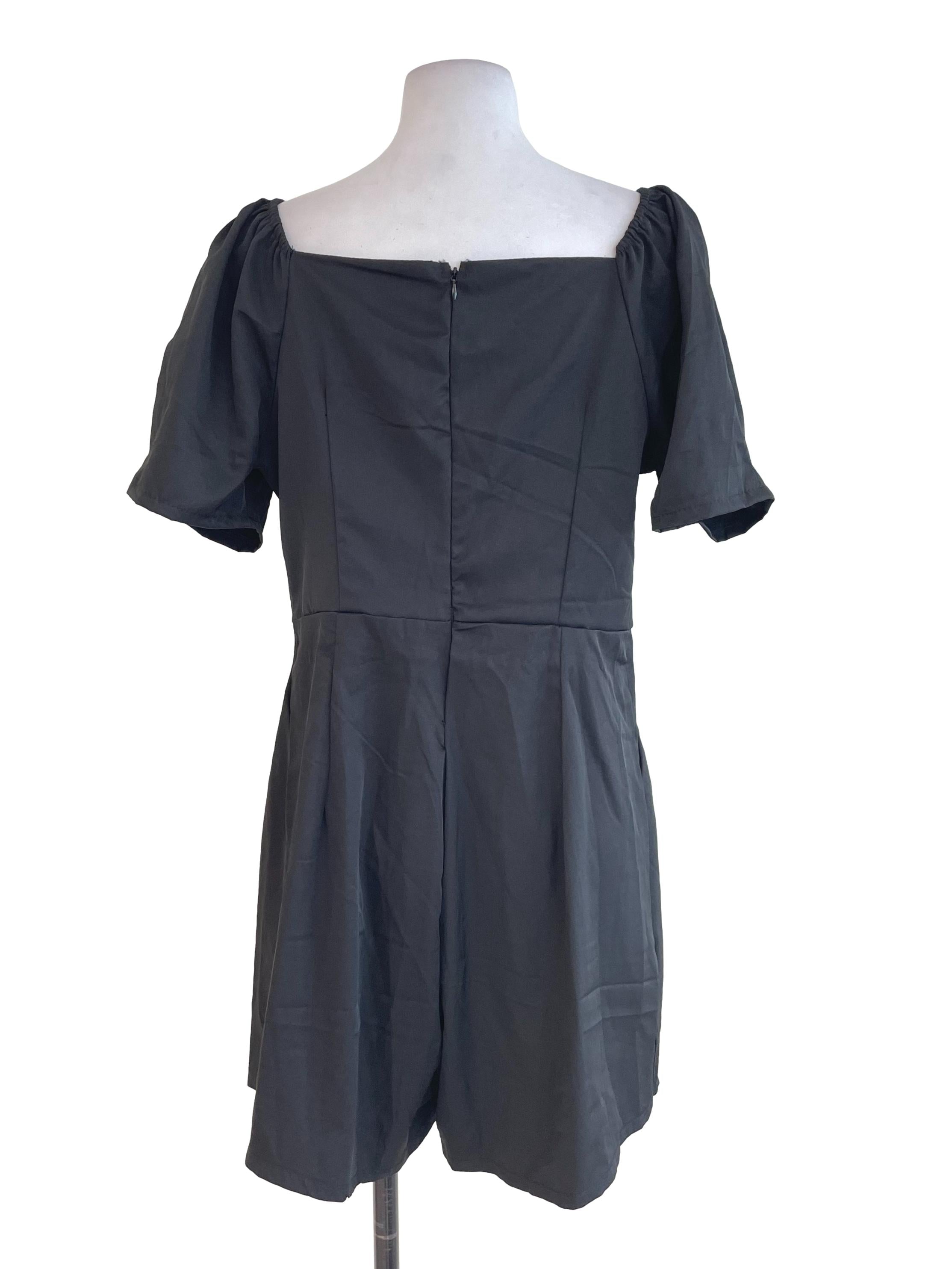 Black Puff Sleeves Romper