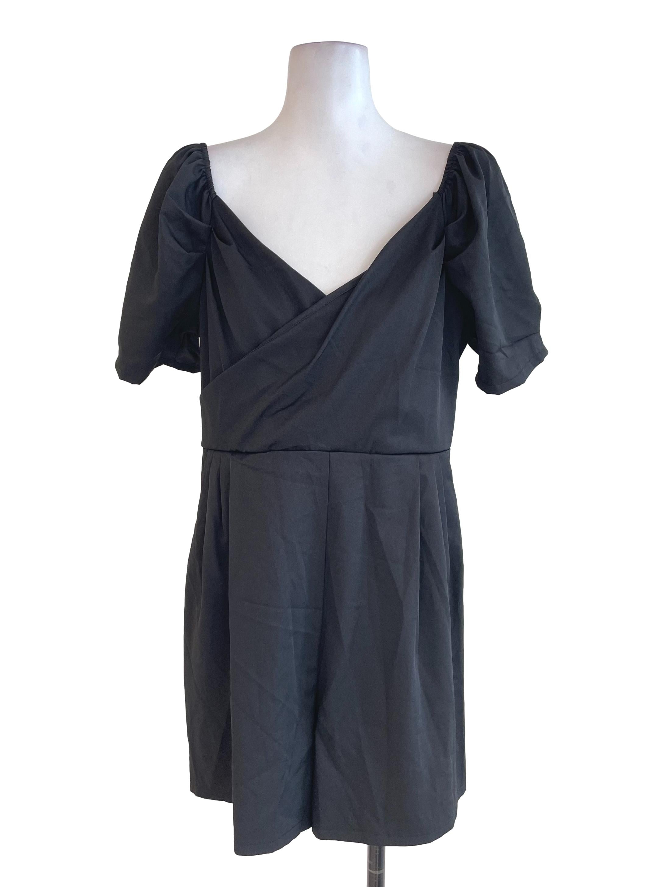 Black Puff Sleeves Romper