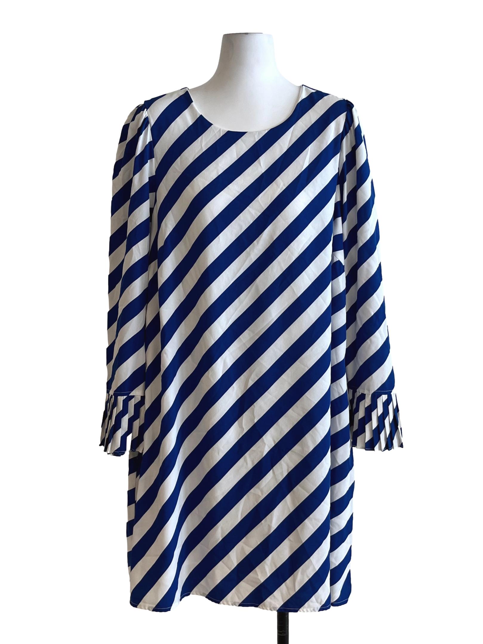 White Awning Stripe Empire Dress