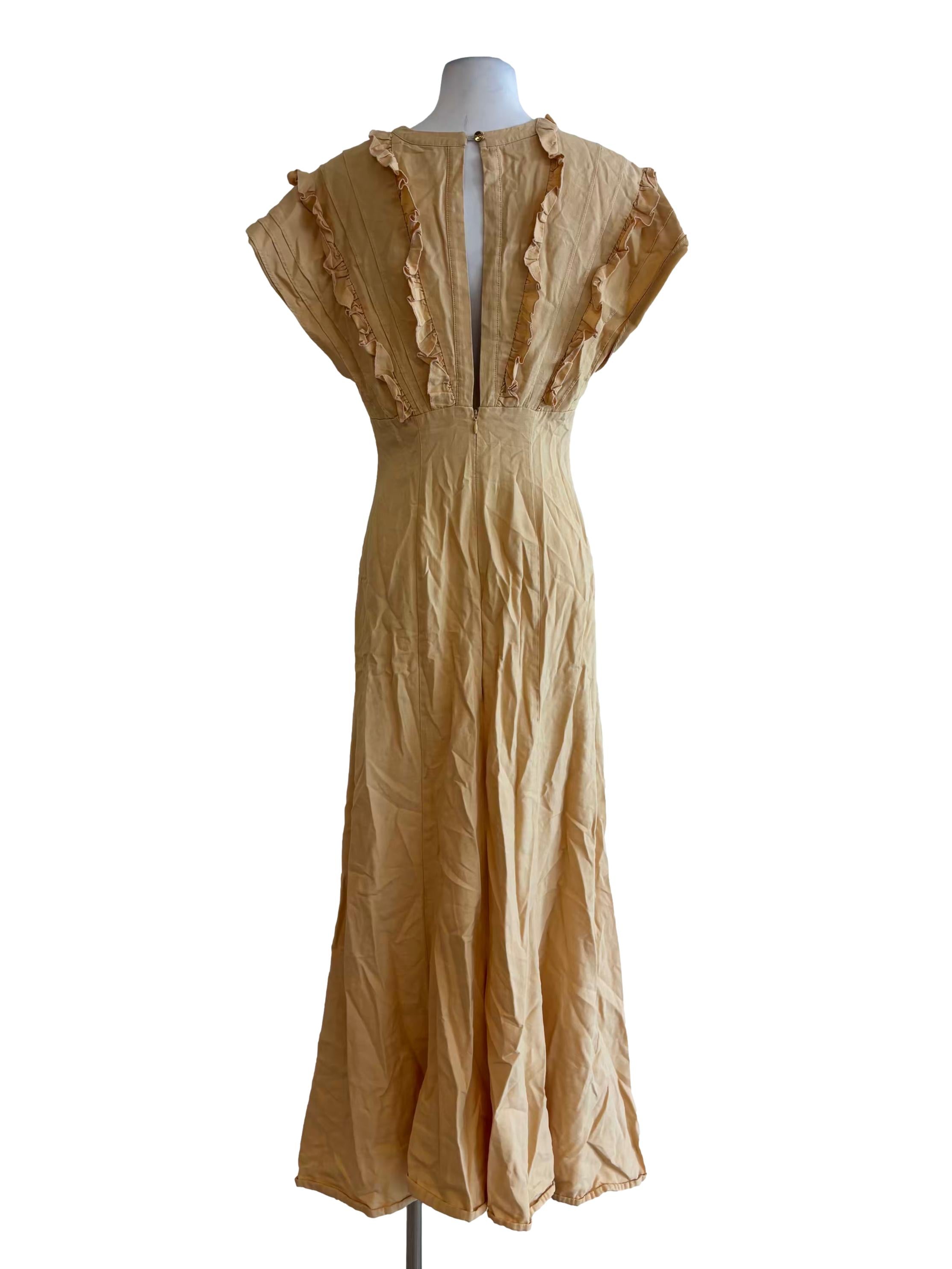 Wheat Fitted Waist Cotton Dress