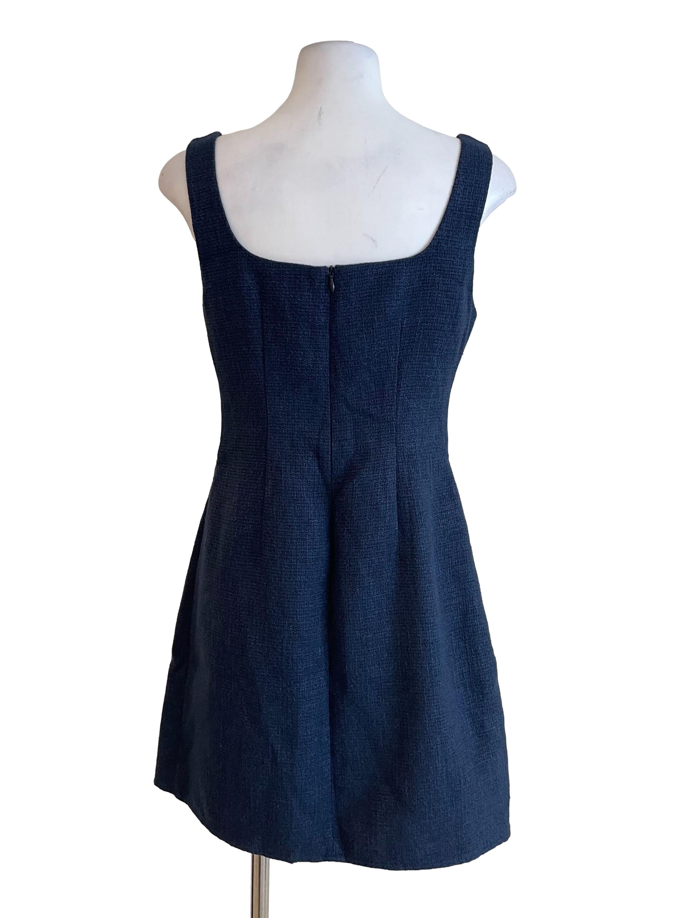 Ash Navy Square Neck A-Line Dress
