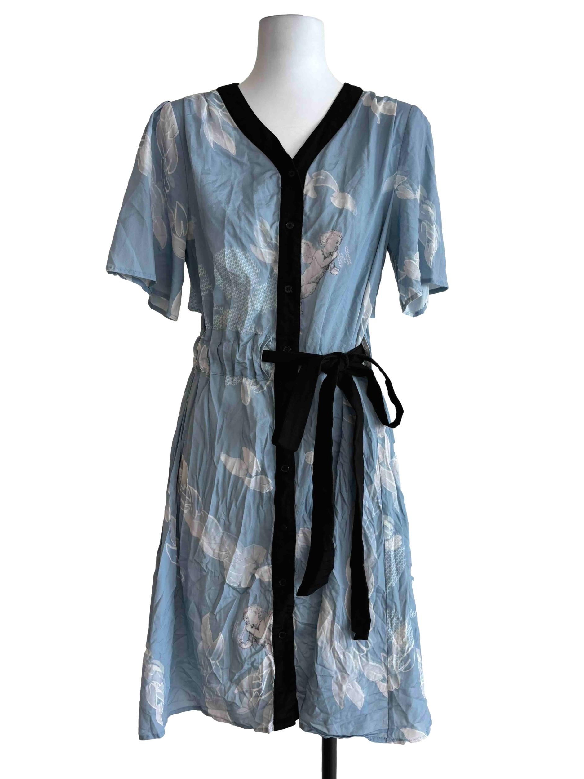 Sapphire Blue Black Belt Dress
