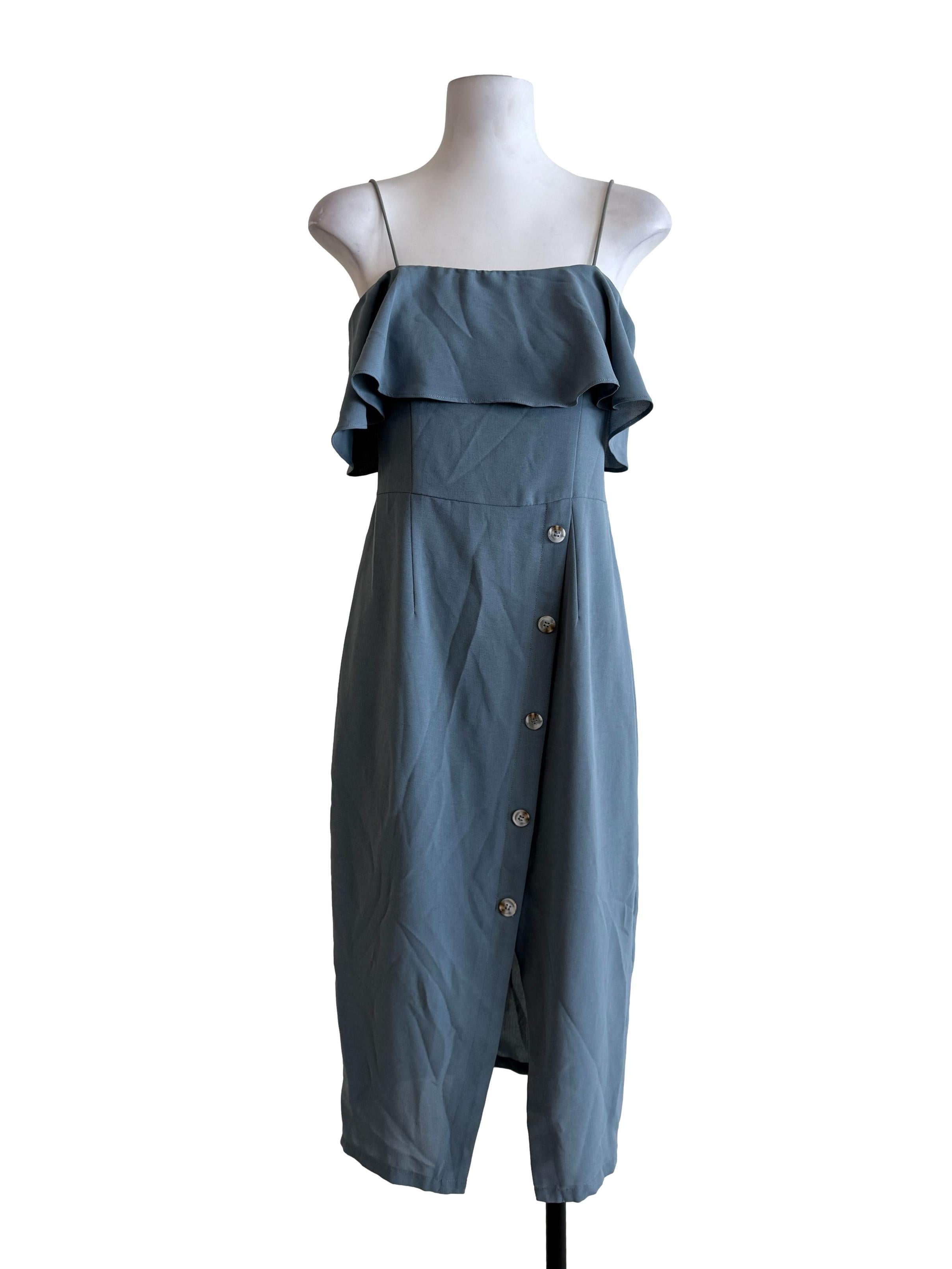 Aegean Blue Side Button Dress