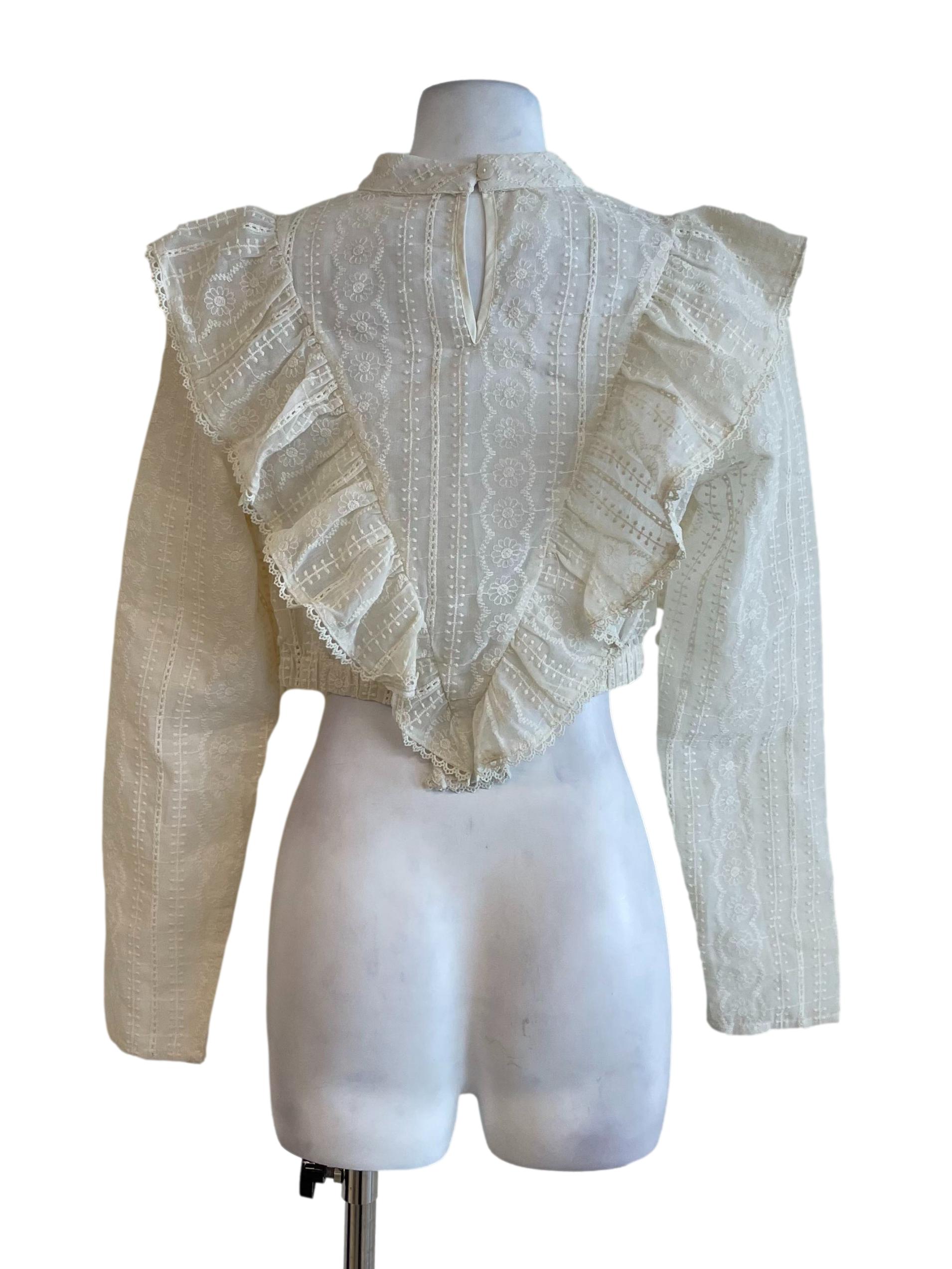 Cream Ruffle Lace Crop Top