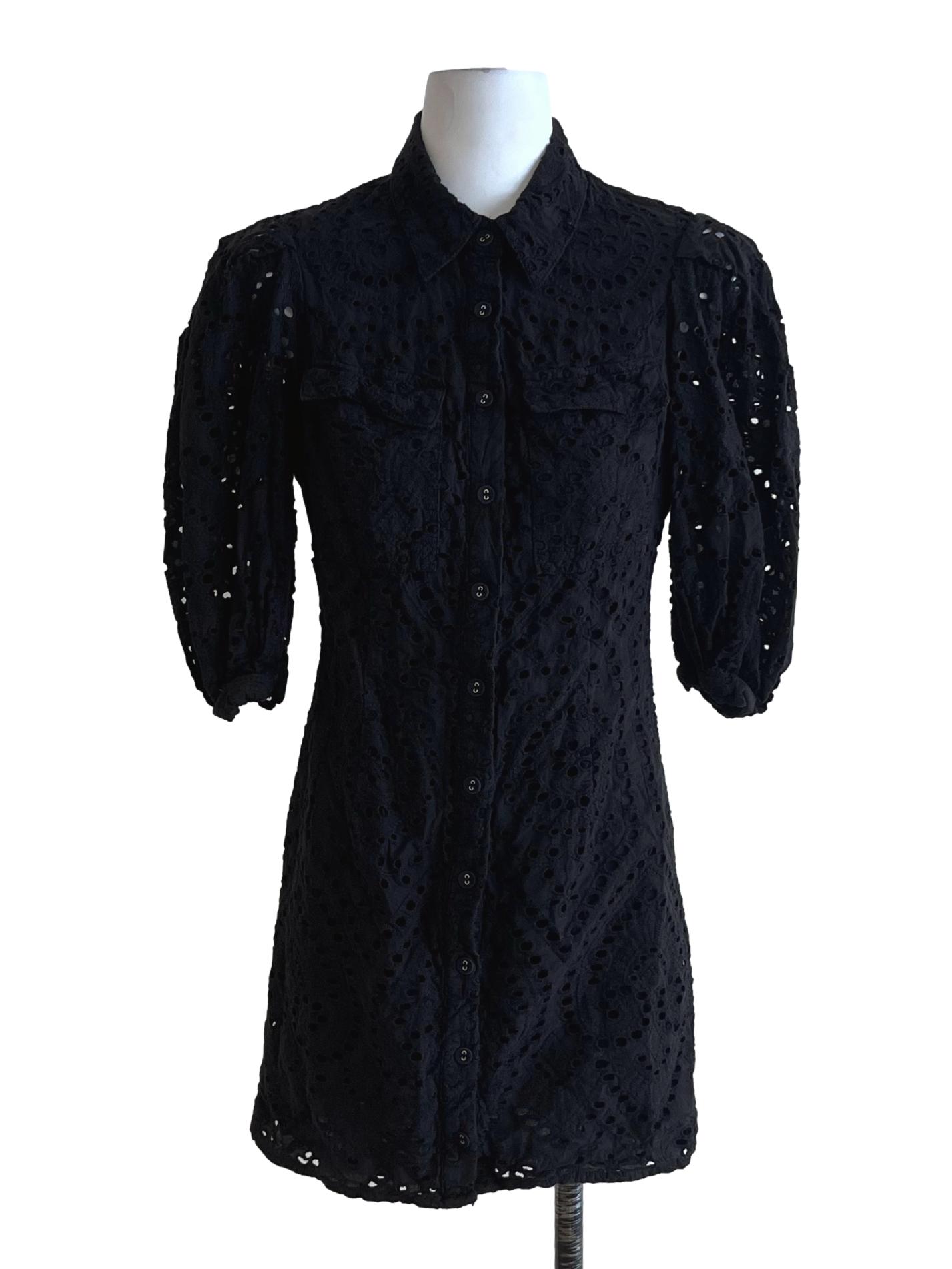 Black Birdseye Empire Dress