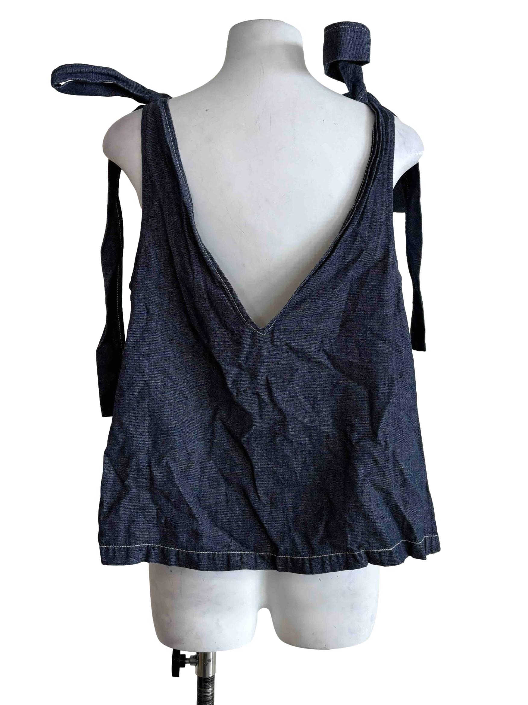 Spruce Blue Cotton Ribbon Top