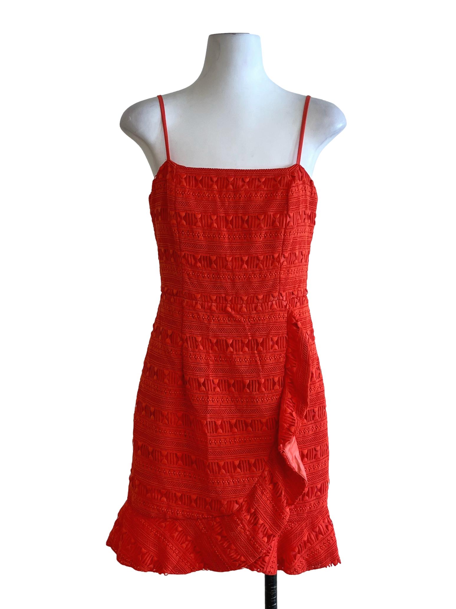 Fire Orange Spaghetti Strap A-Line Dress