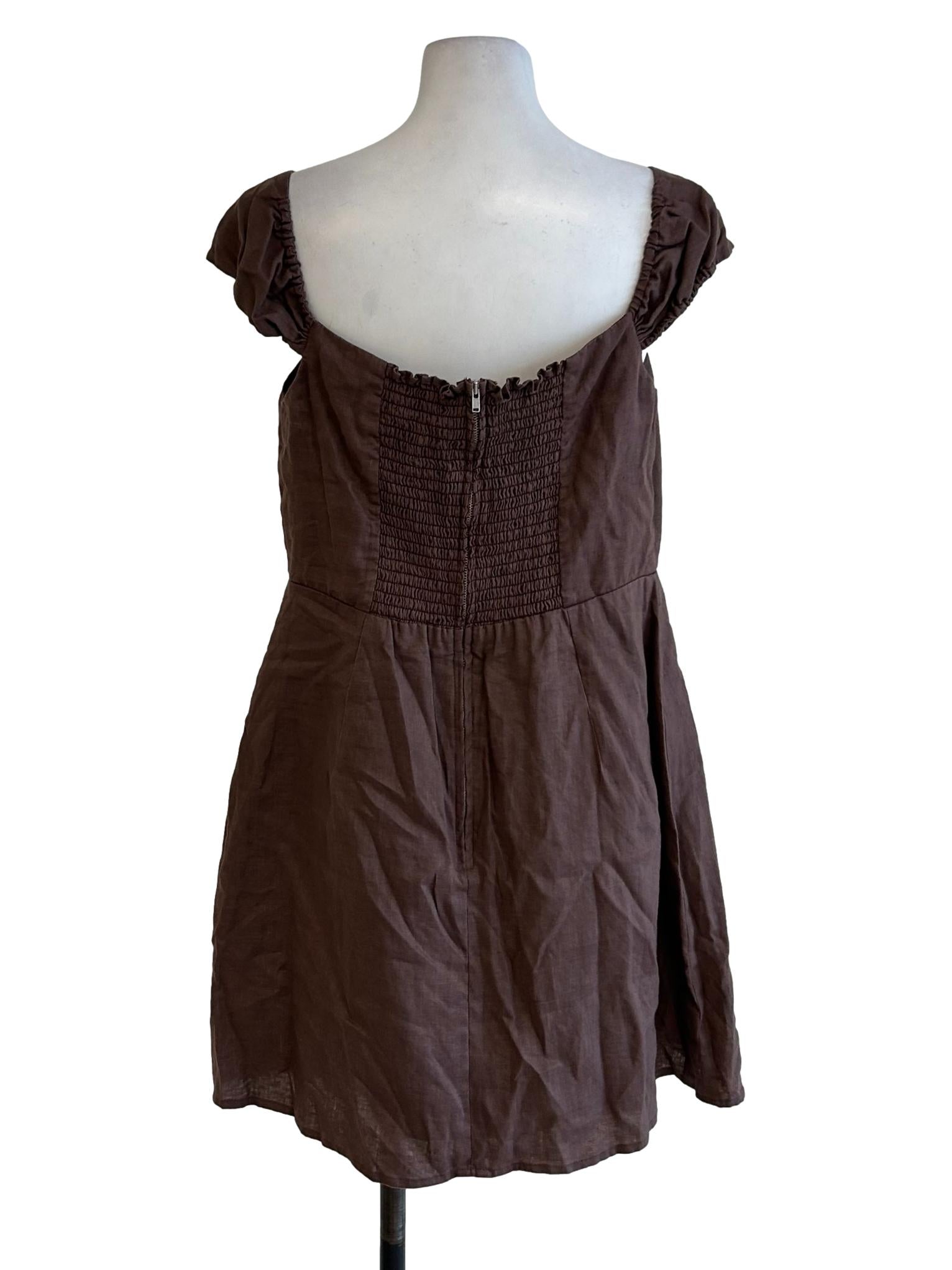 Brown Sweetheart Neck Top CM
