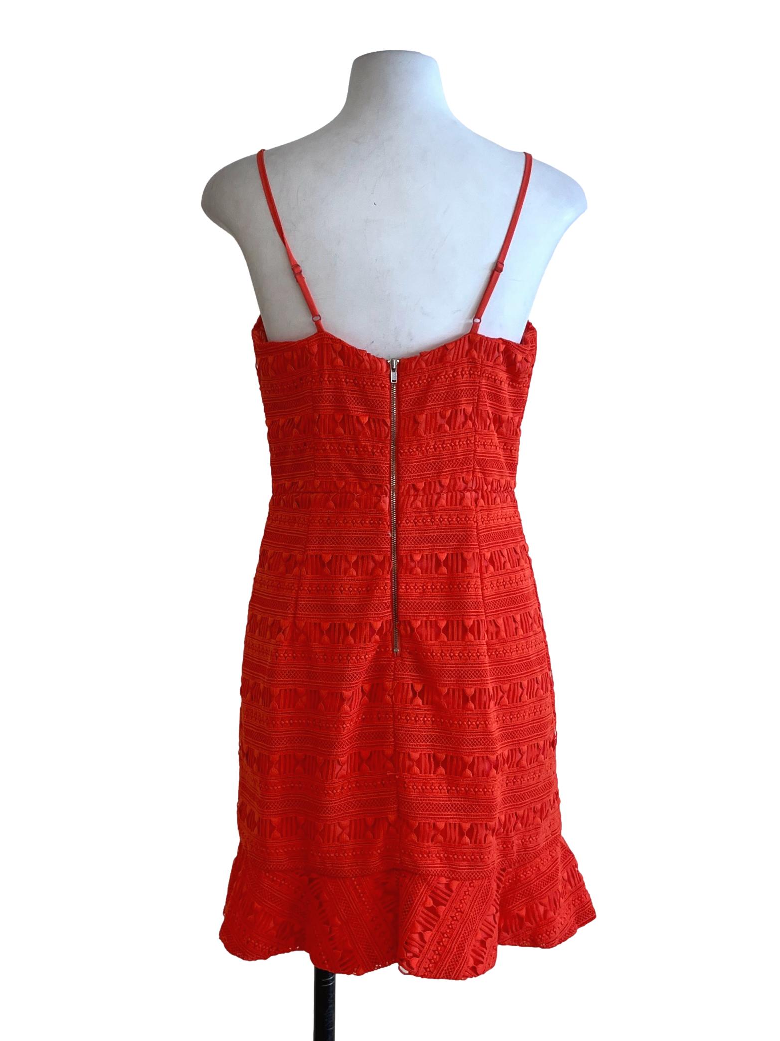 Fire Orange Spaghetti Strap A-Line Dress