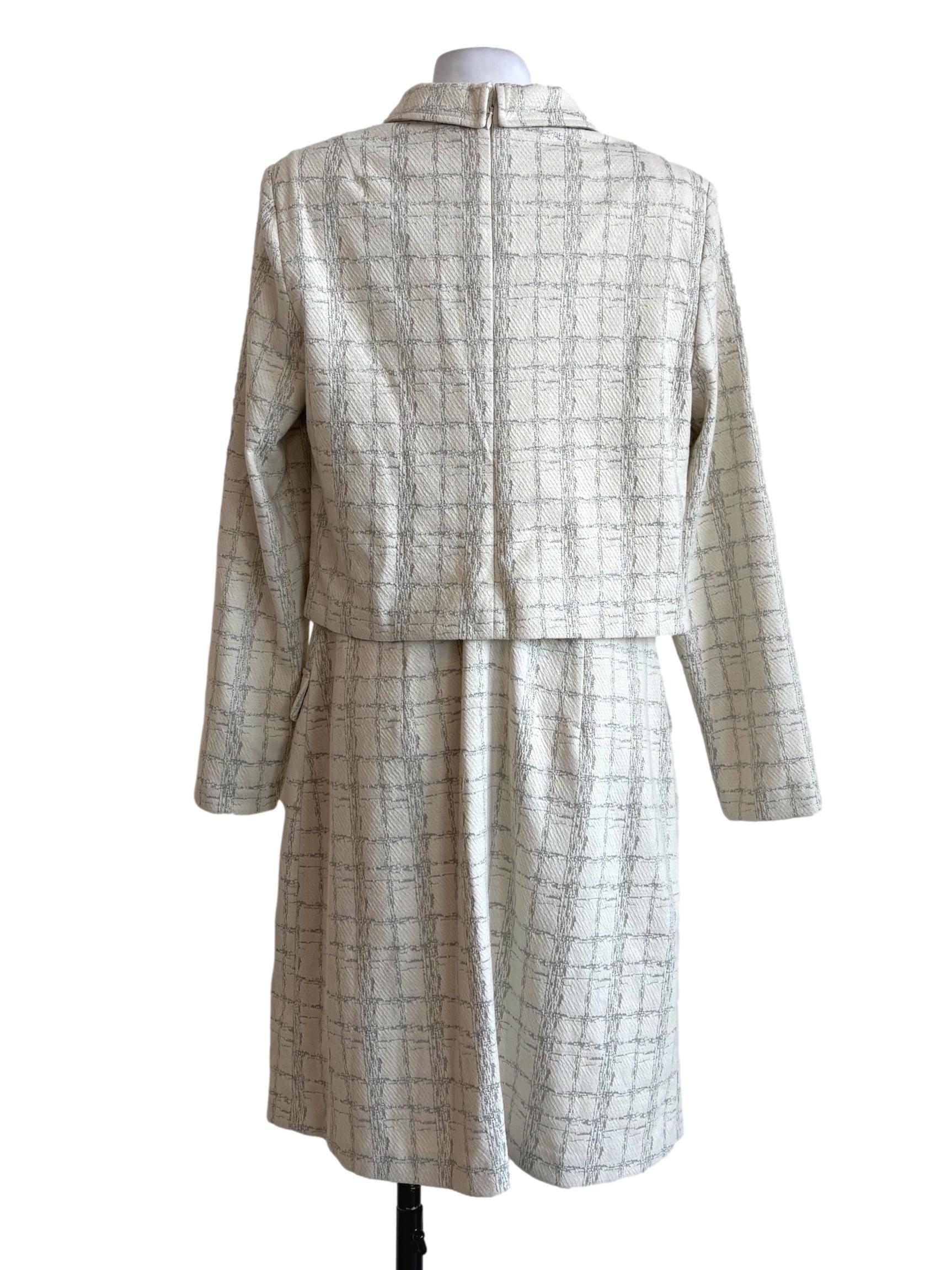 Cream Plaid Layered Dress