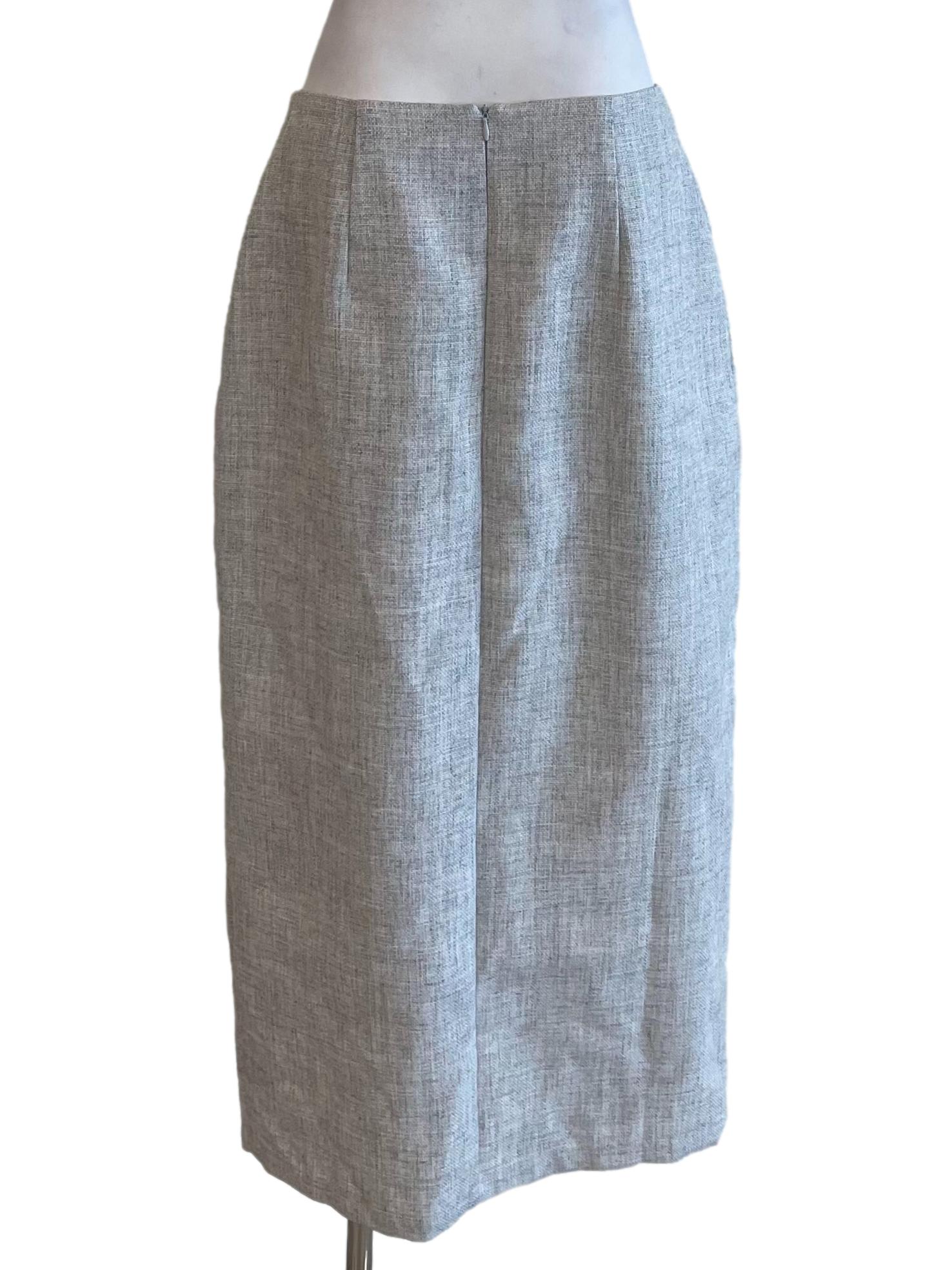 Light Grey Front Slit Pencil Skirt