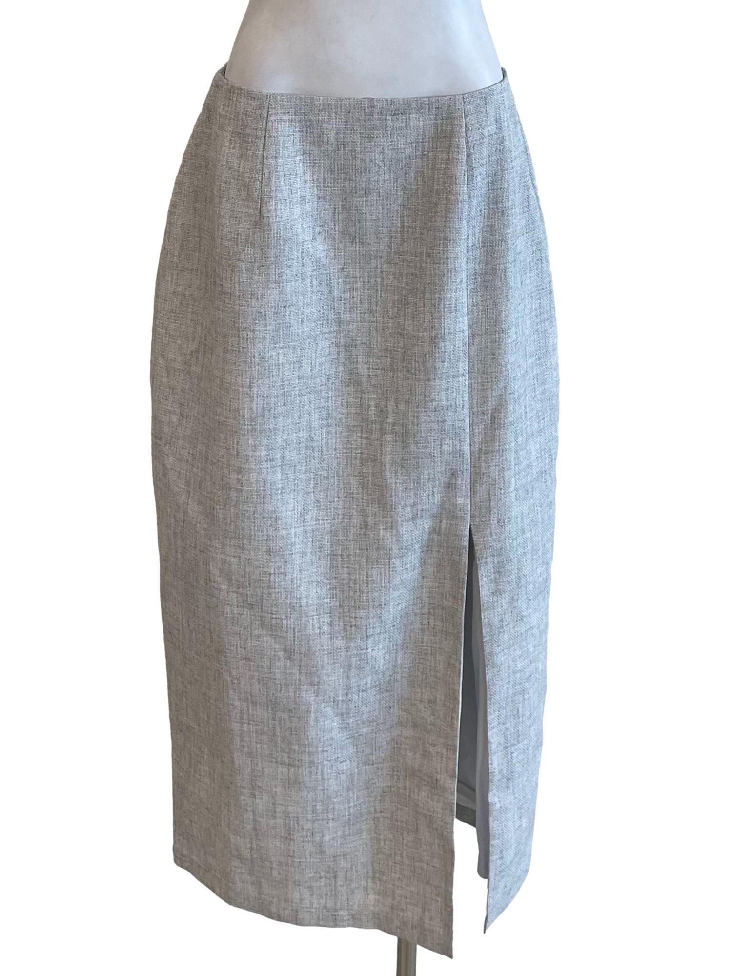 Light Grey Front Slit Pencil Skirt