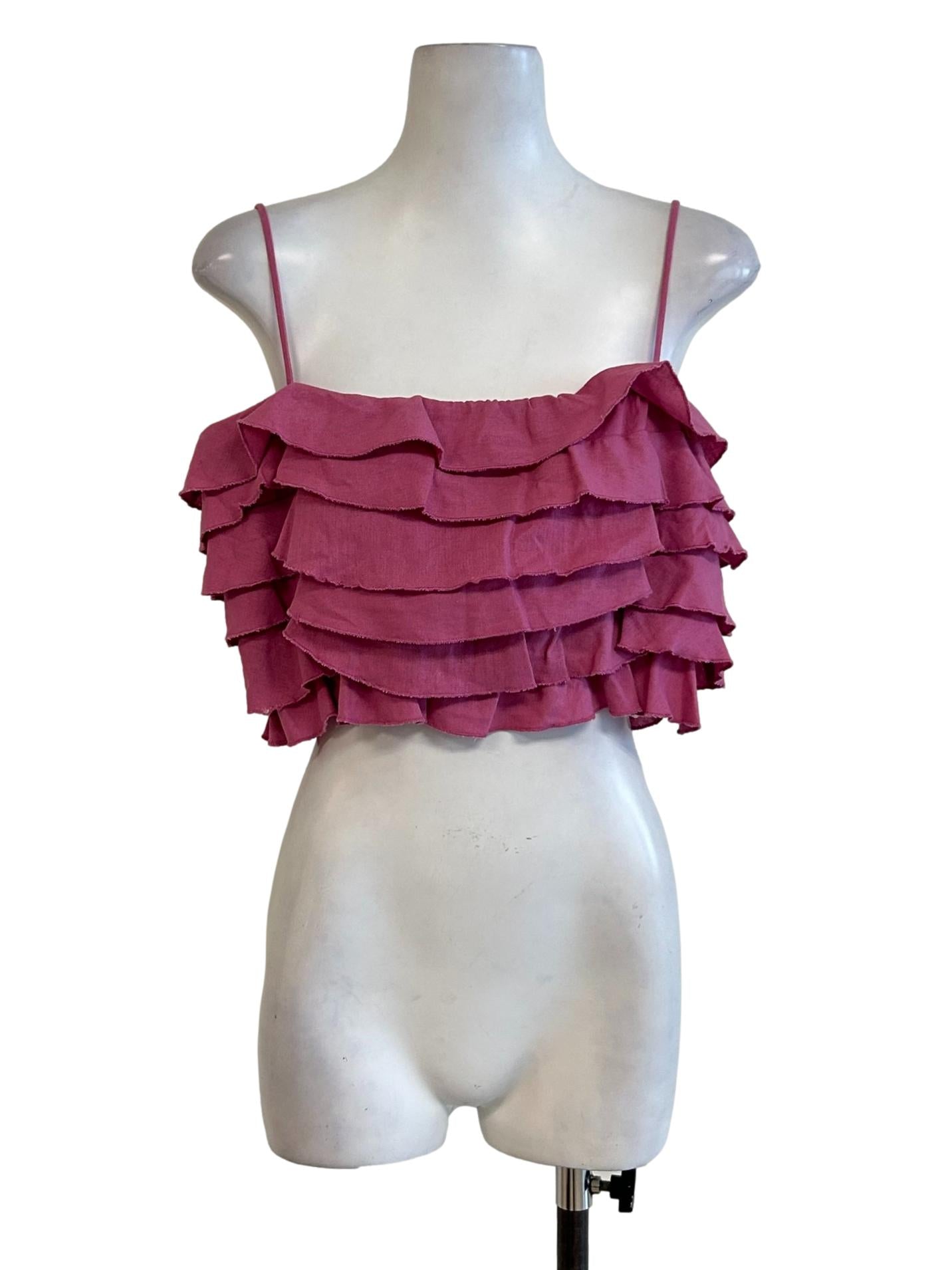 Magenta Pink Ruffled Camisole Top