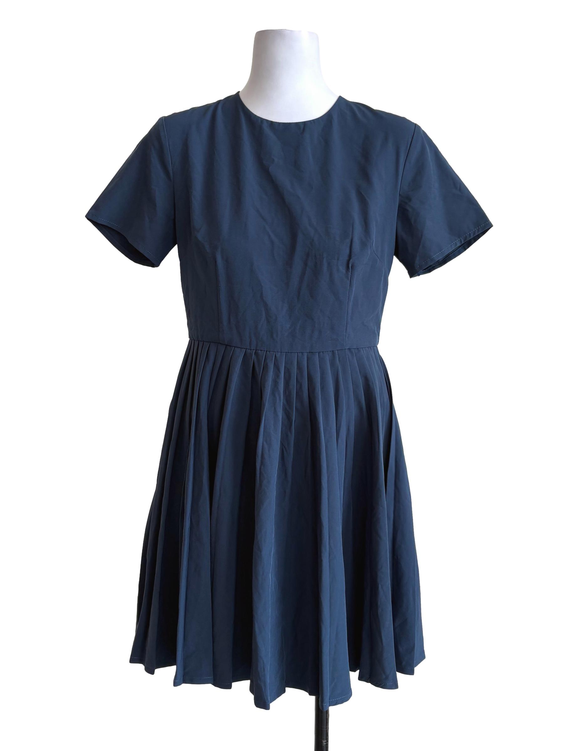 Aegean Blue Pleated Dress
