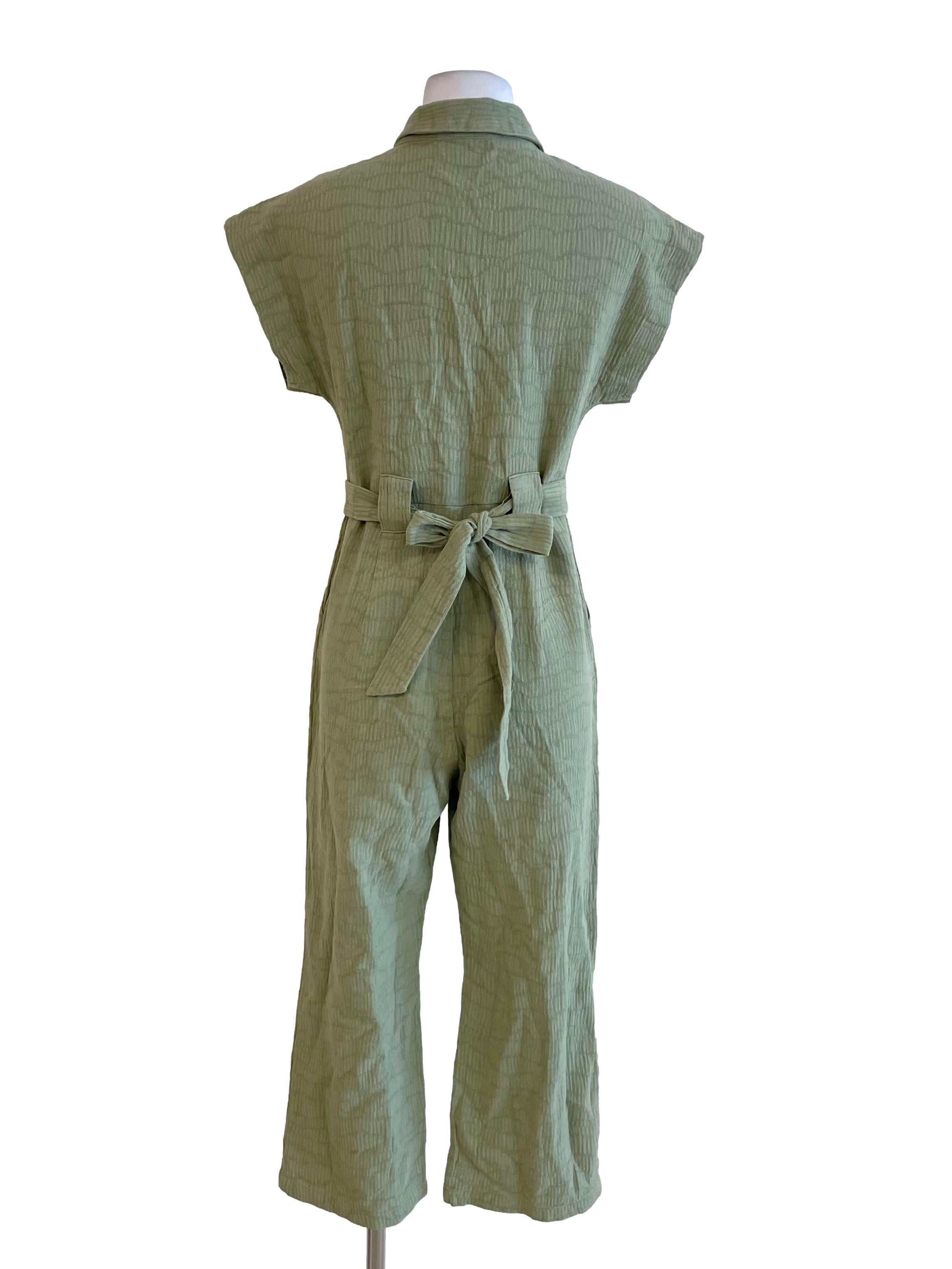 Olive Drop Shoulder Shirt Jumpsuit