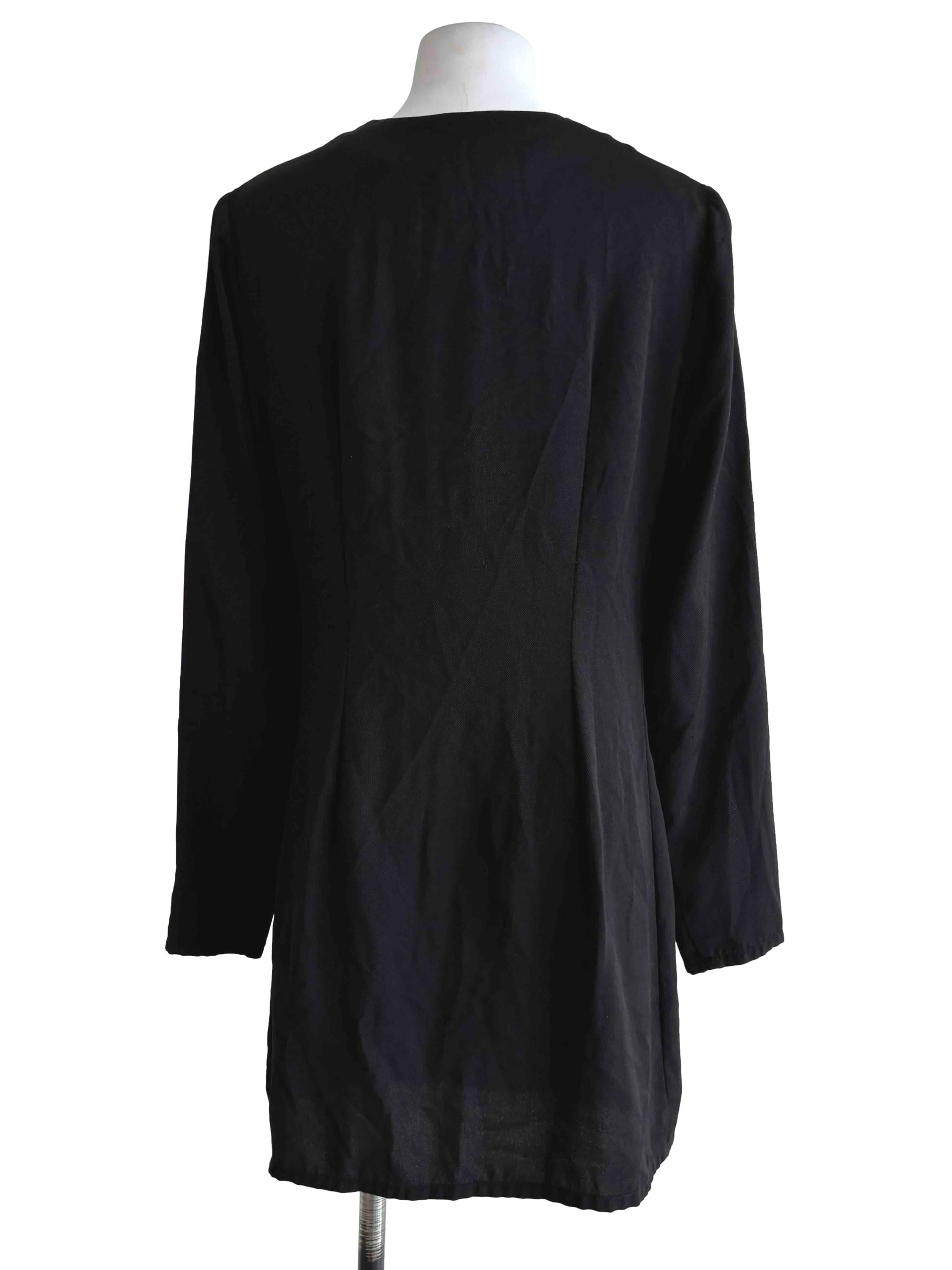 Rich Black Double Button Dress