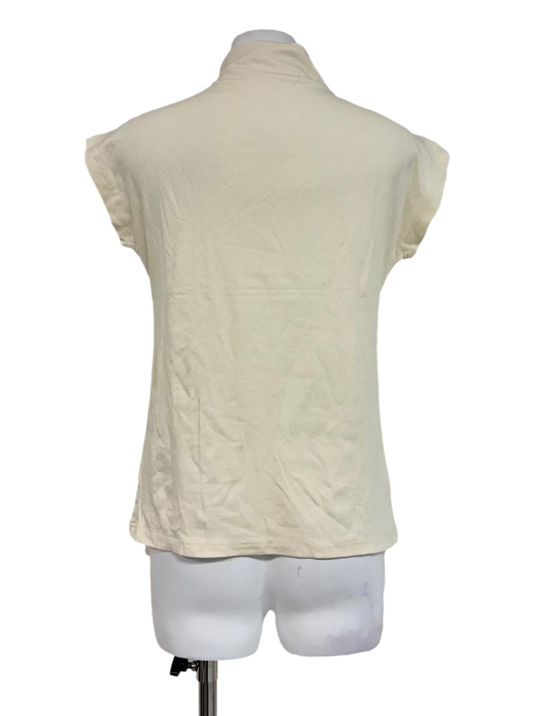 Cream White High Neck Top