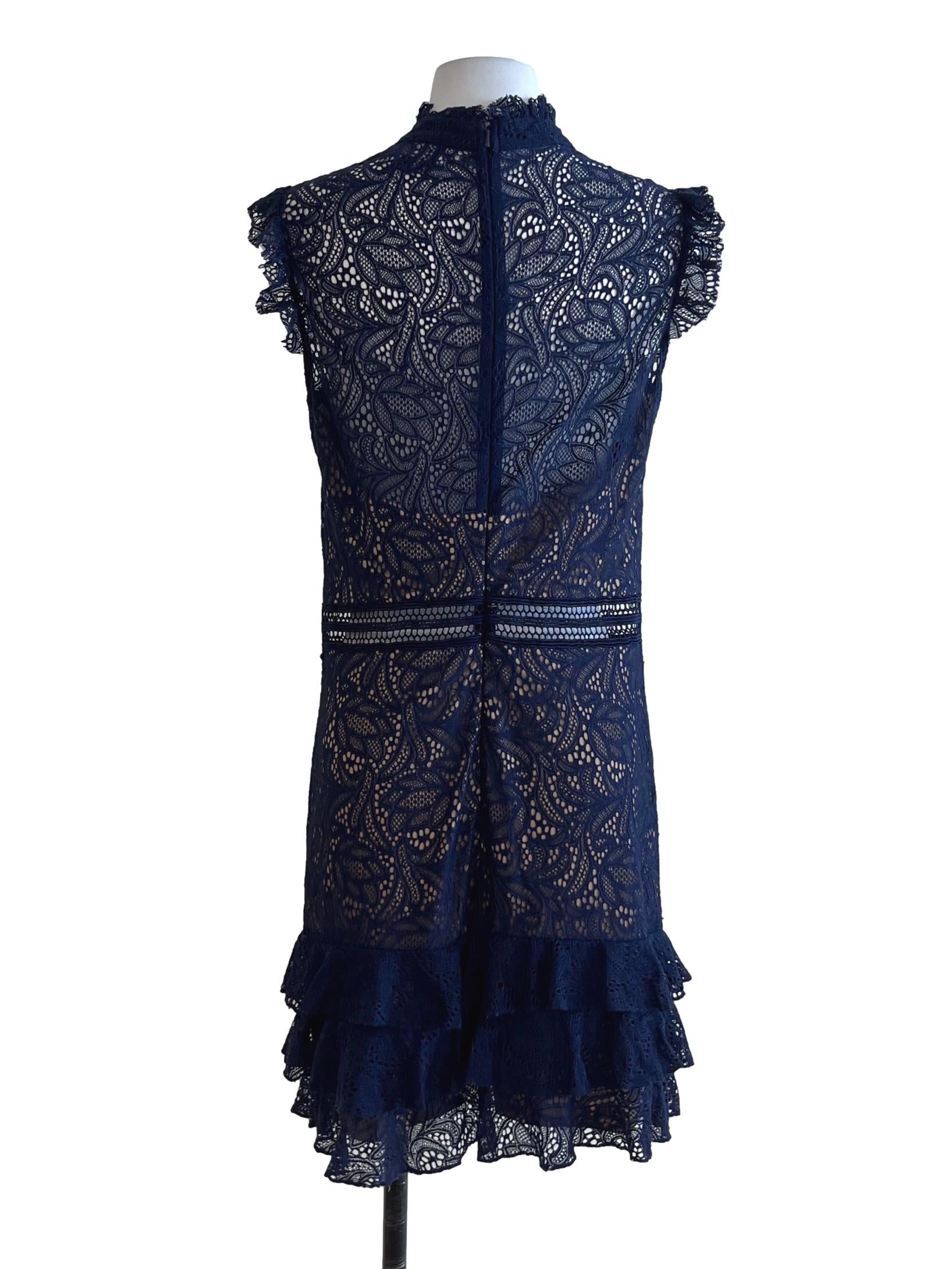 Navy Blue Lace A-Line Dress