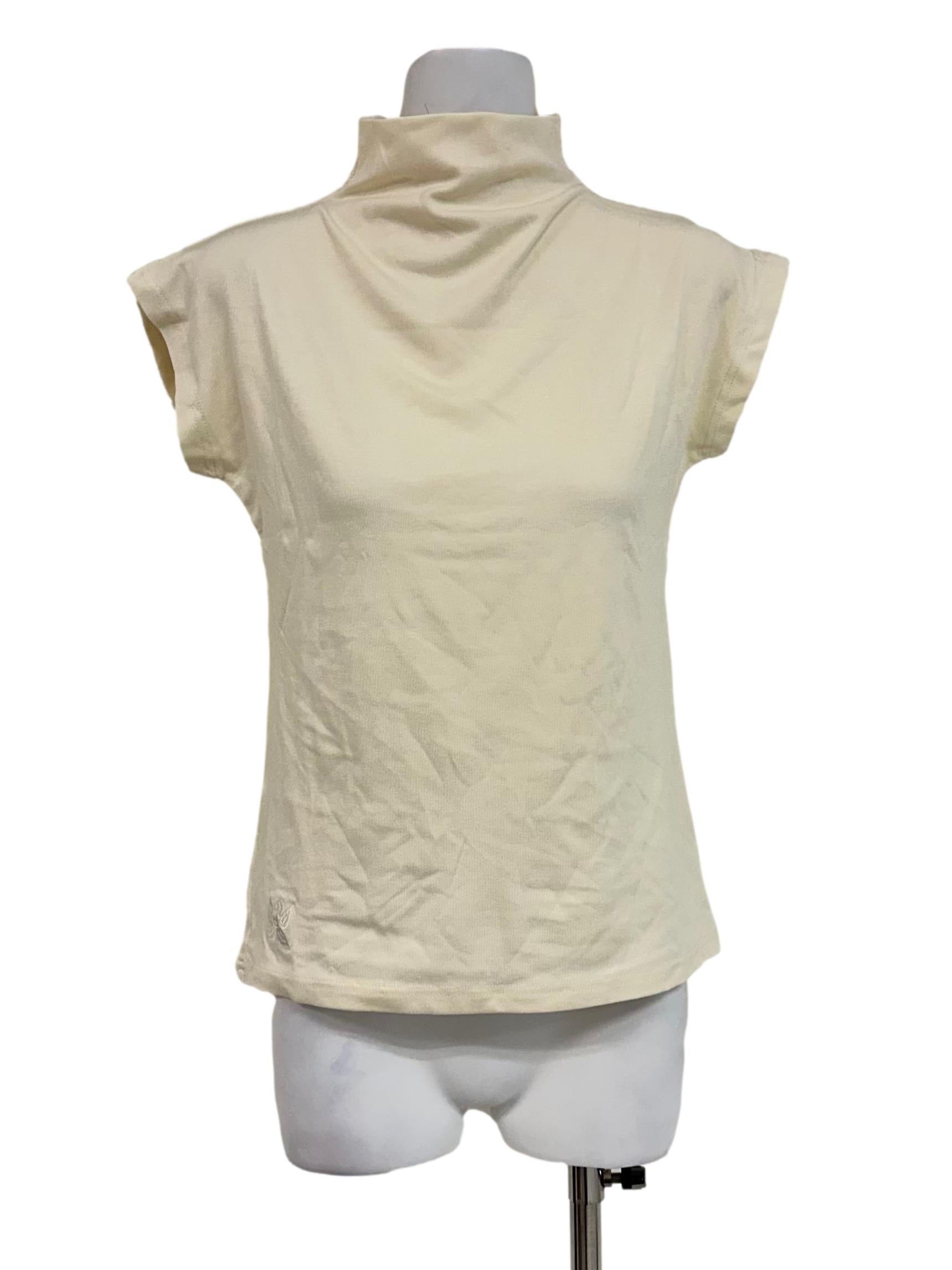 Cream White High Neck Top