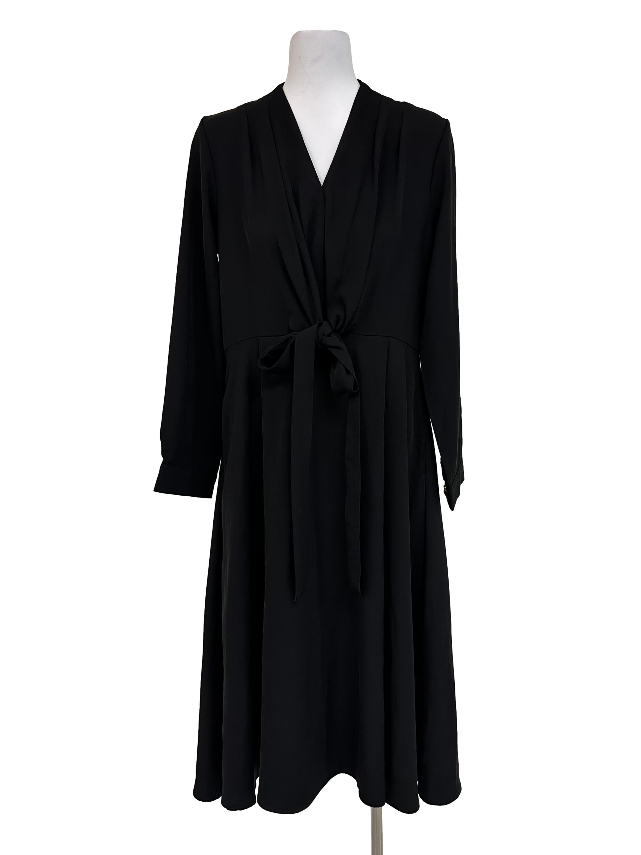 Coal Black V Neckline Dress