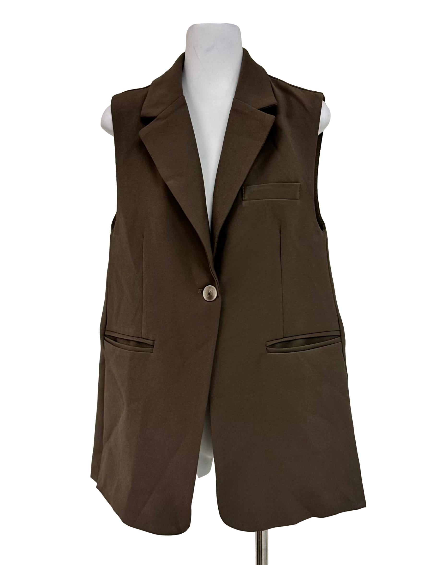 Dijon Yellow Sleeveless Collar Blazer