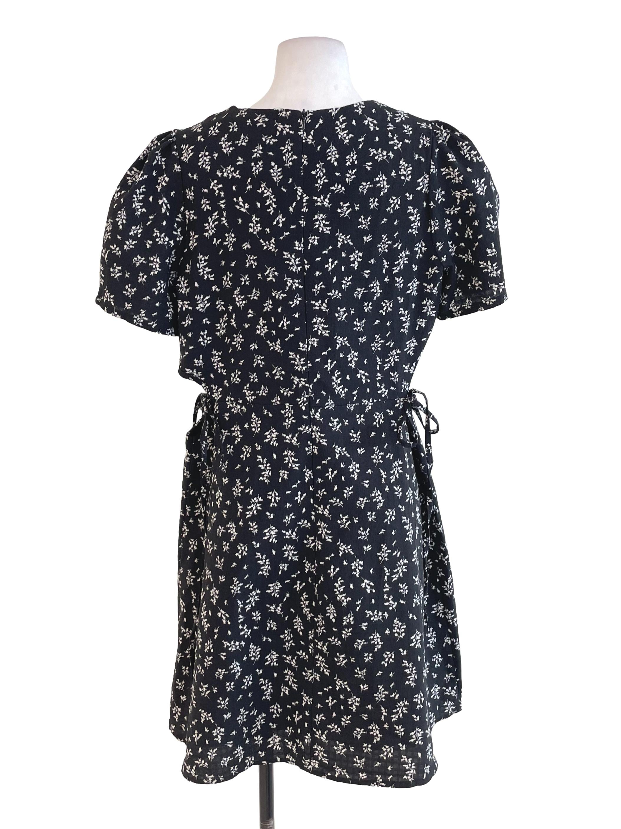 Charcoal Floral Open Waist Dress