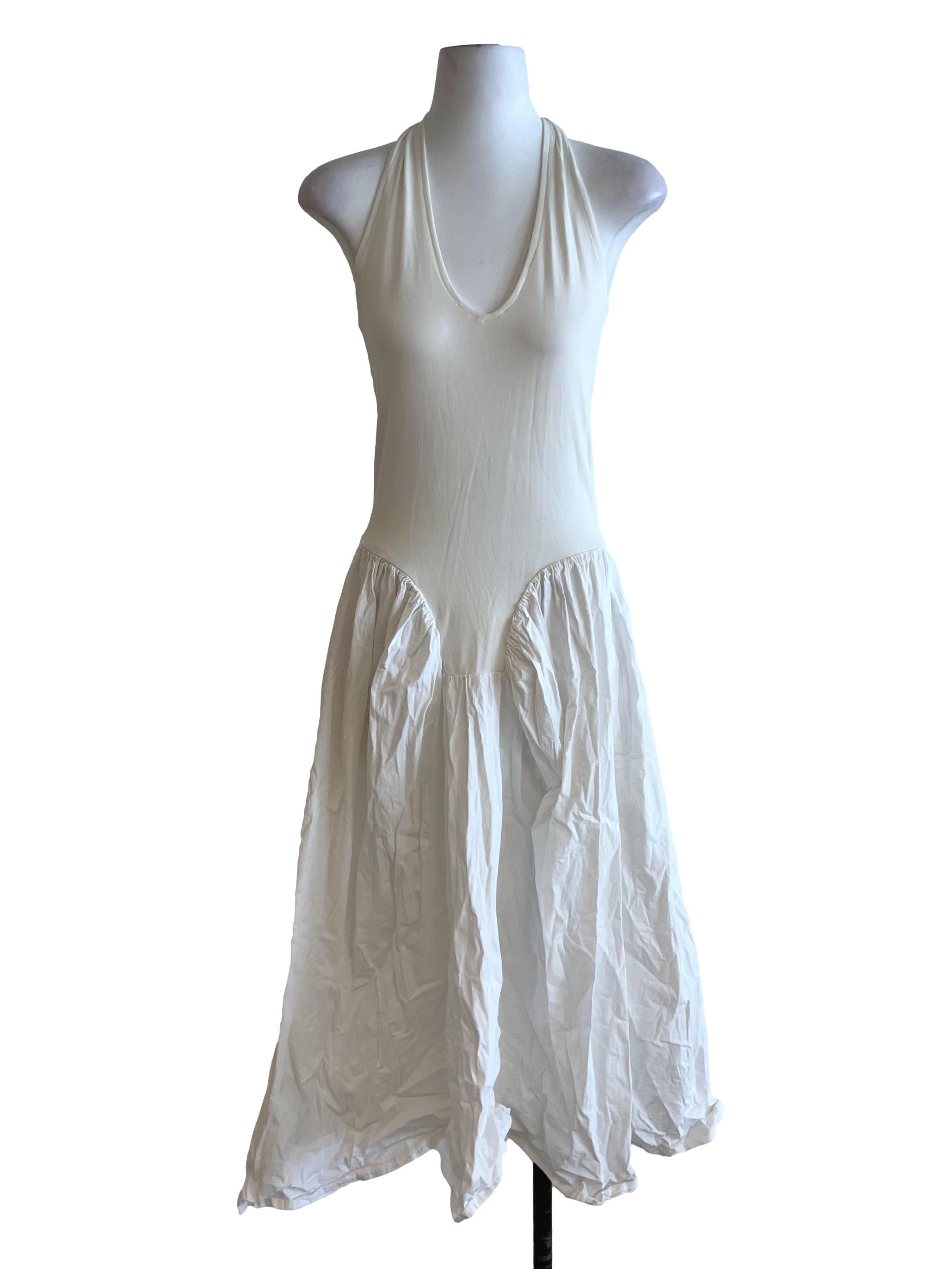 White Halter Top A-Line Dress