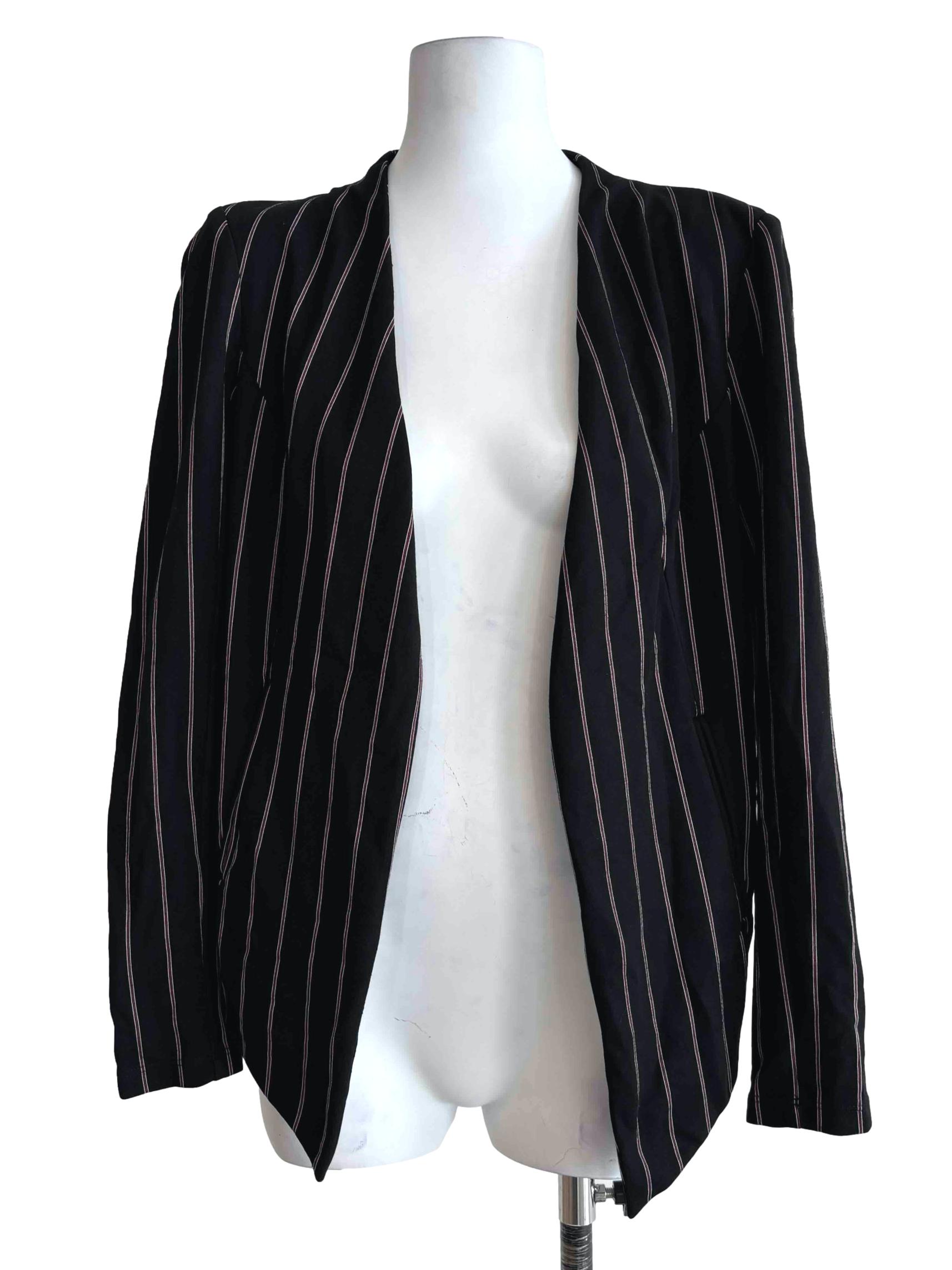 Ink Black Striped Outerwear