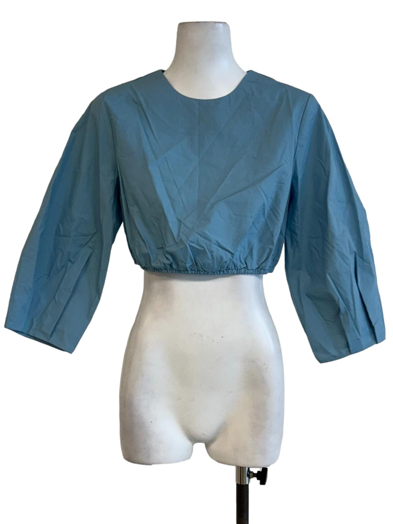 Blue Cotton Crop Top OSN