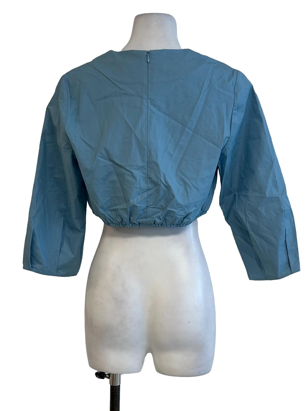 Blue Cotton Crop Top OSN