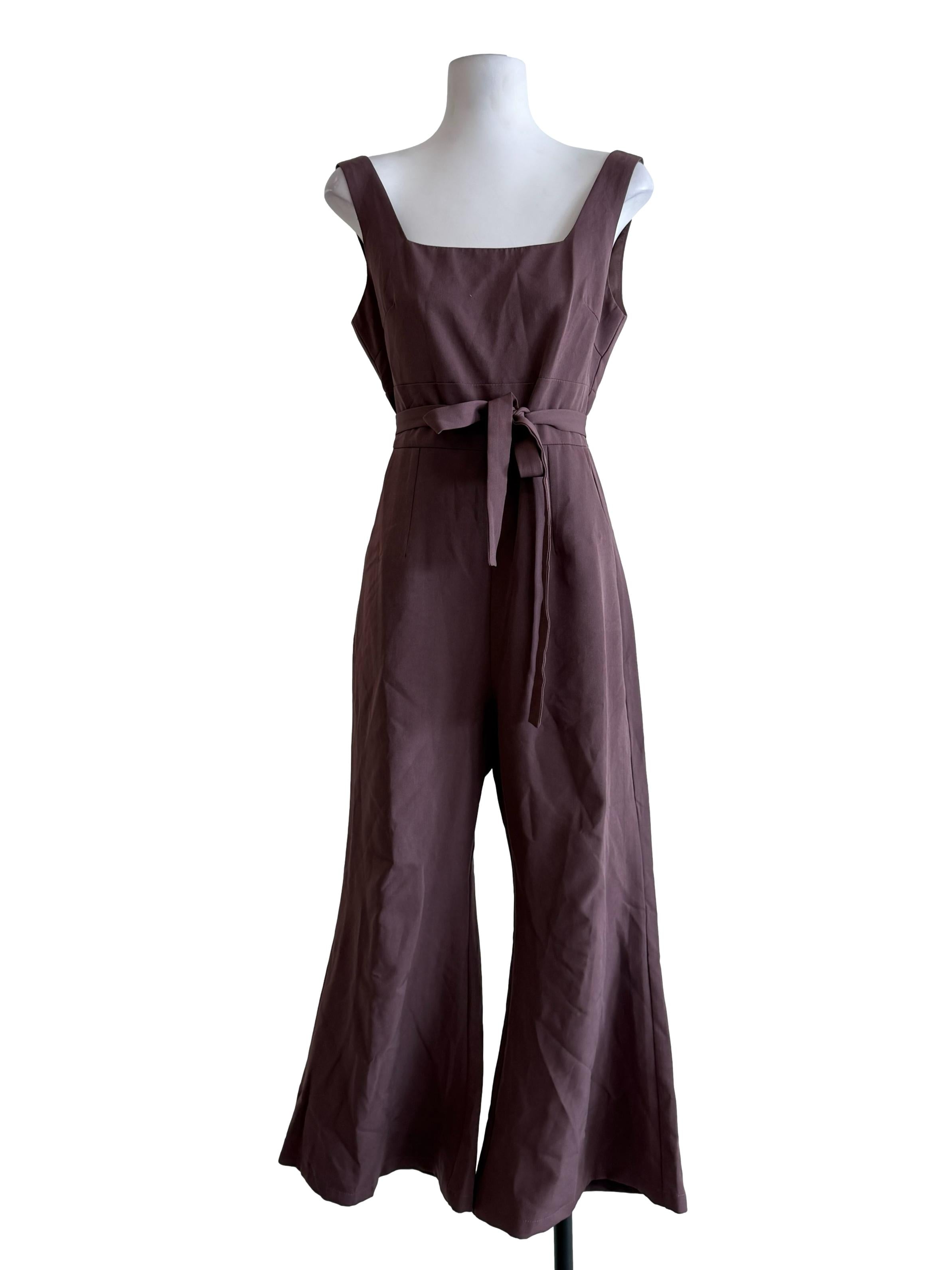 Syrup Brown Square Neck Jumpsuit