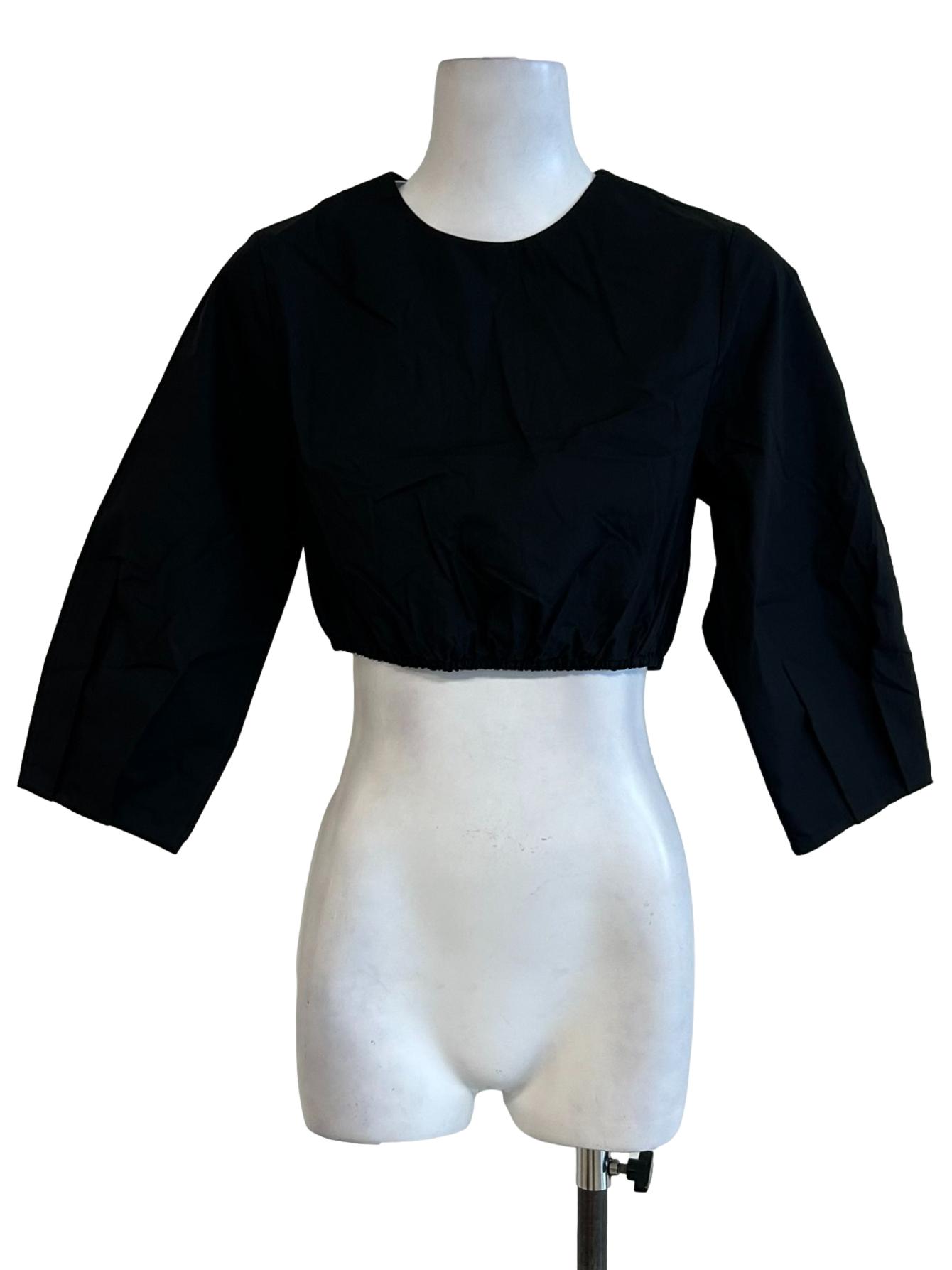 Black  Cotton Crop Top OSN