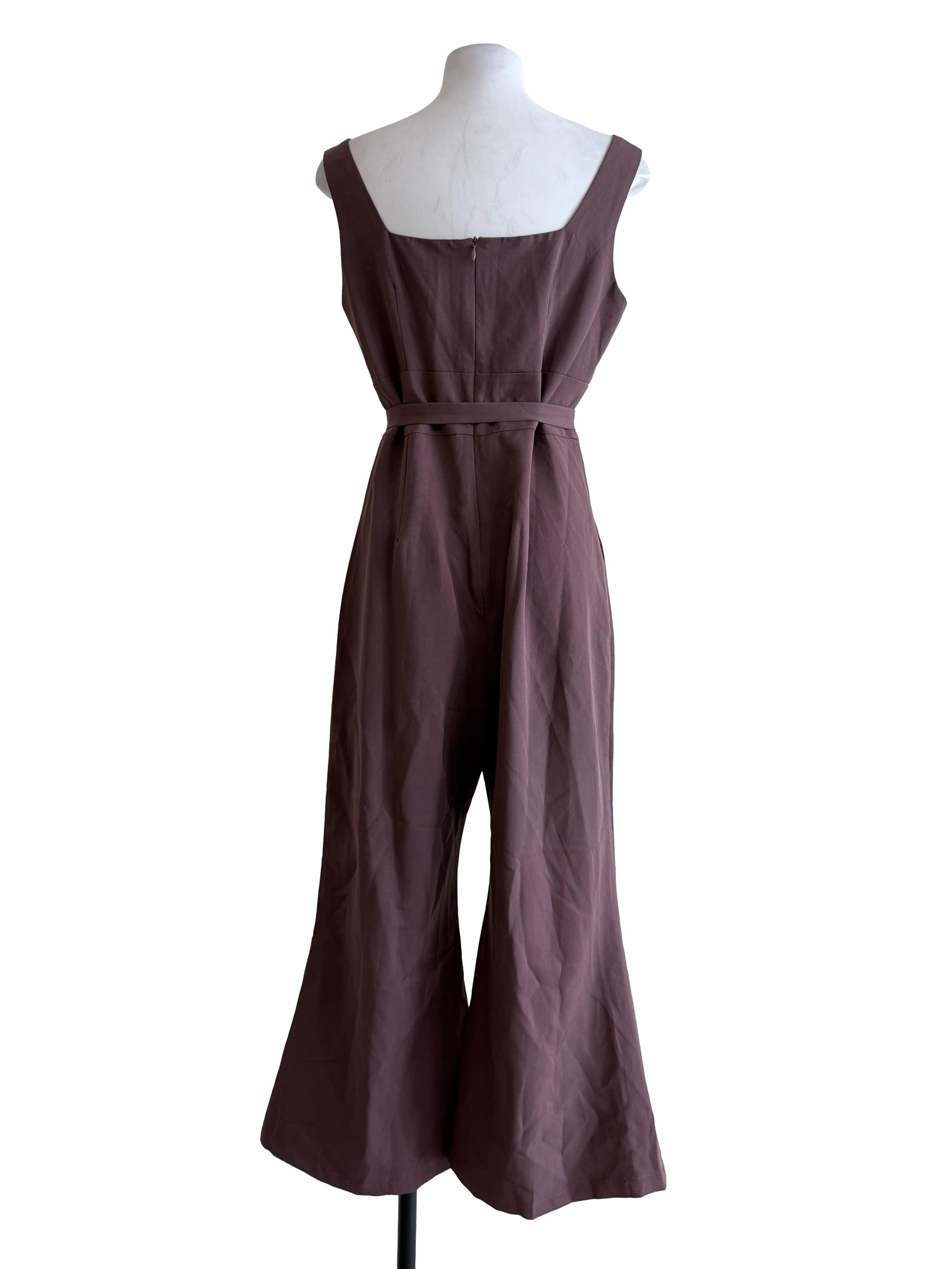 Syrup Brown Square Neck Jumpsuit