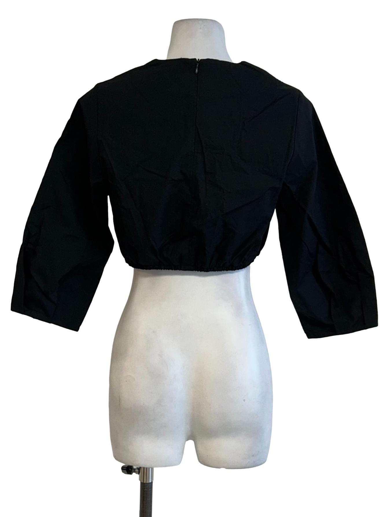 Black  Cotton Crop Top OSN