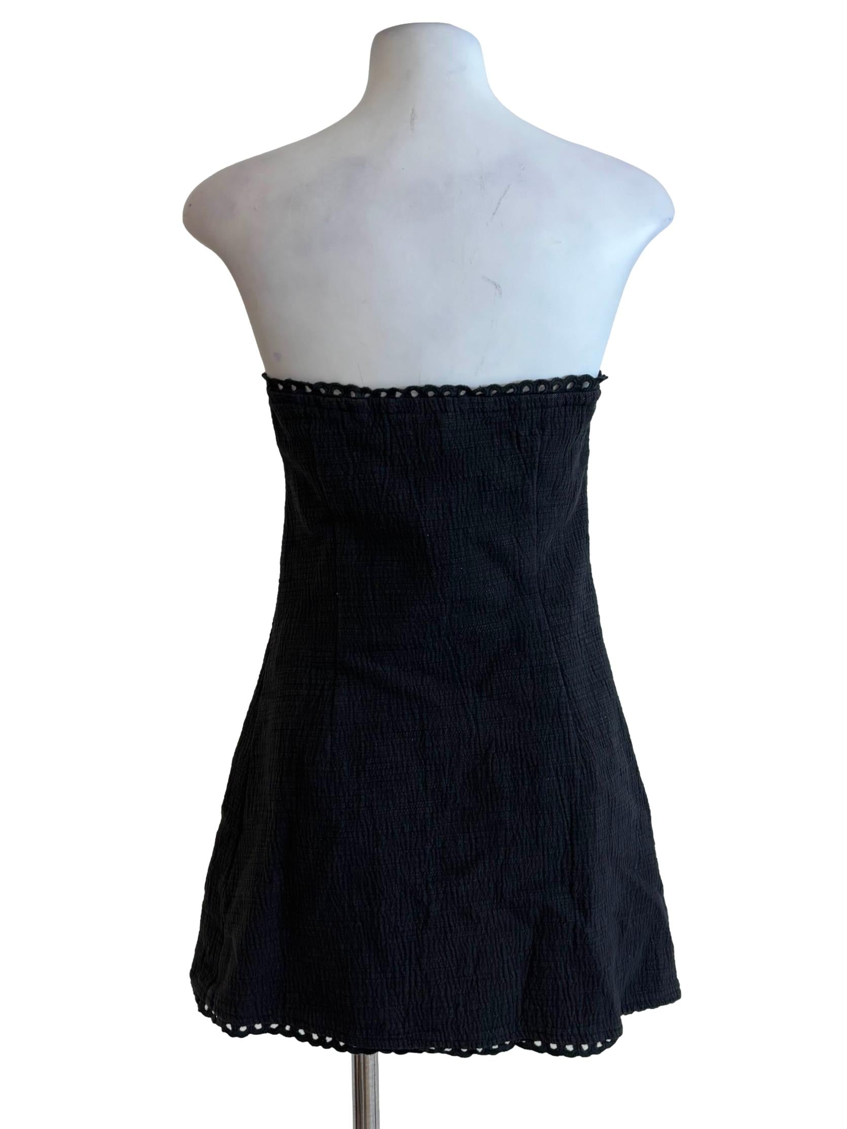 Black Strapless Cotton Mini Dress