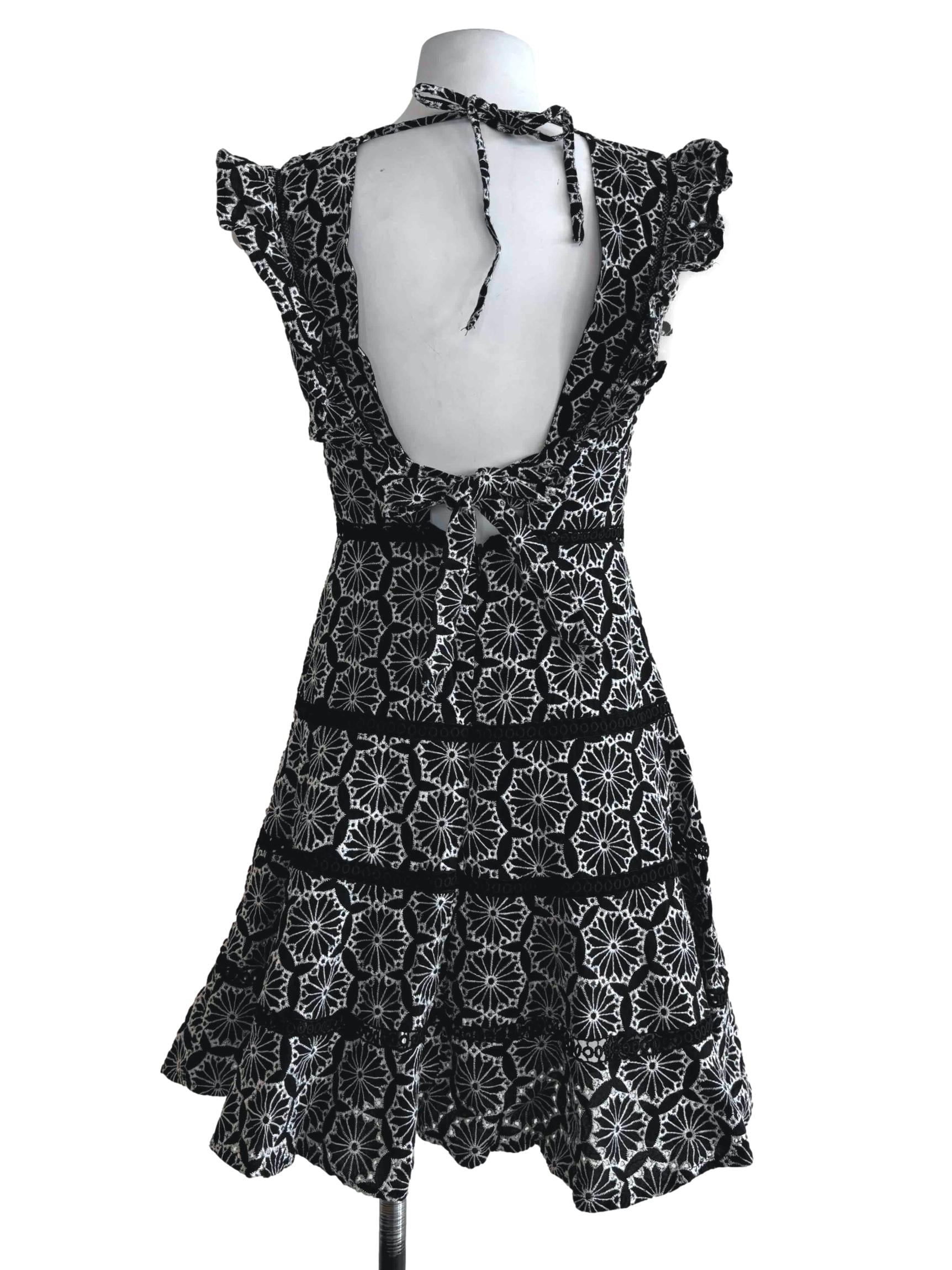 Black And White Embroidered Dress